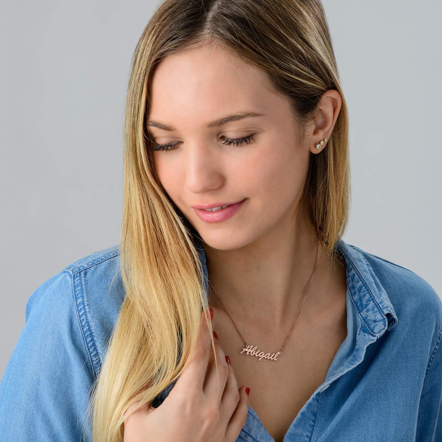 MYKA - Personalized Script Name Necklace With Cable Chain - Custom Made Jewelry Pendant For Her, New Mom, Women, Grandma, Girlfriend - Dainty Gift For Xmas, Christmas, Summer, Mother’s Day - Precious Metals: 0.925 Sterling Silver, 18K Gold & Rose Gold Plating