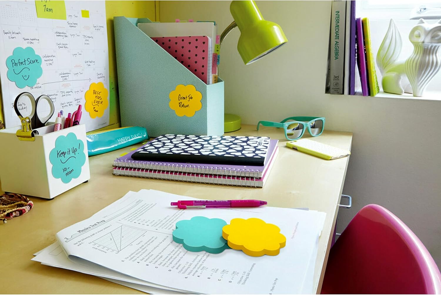 Post-it Super Sticky Notes, 3 in x 3 in, 2X the Sticking Power, Daisy Shape, Assorted Colors, (7350-DSY)