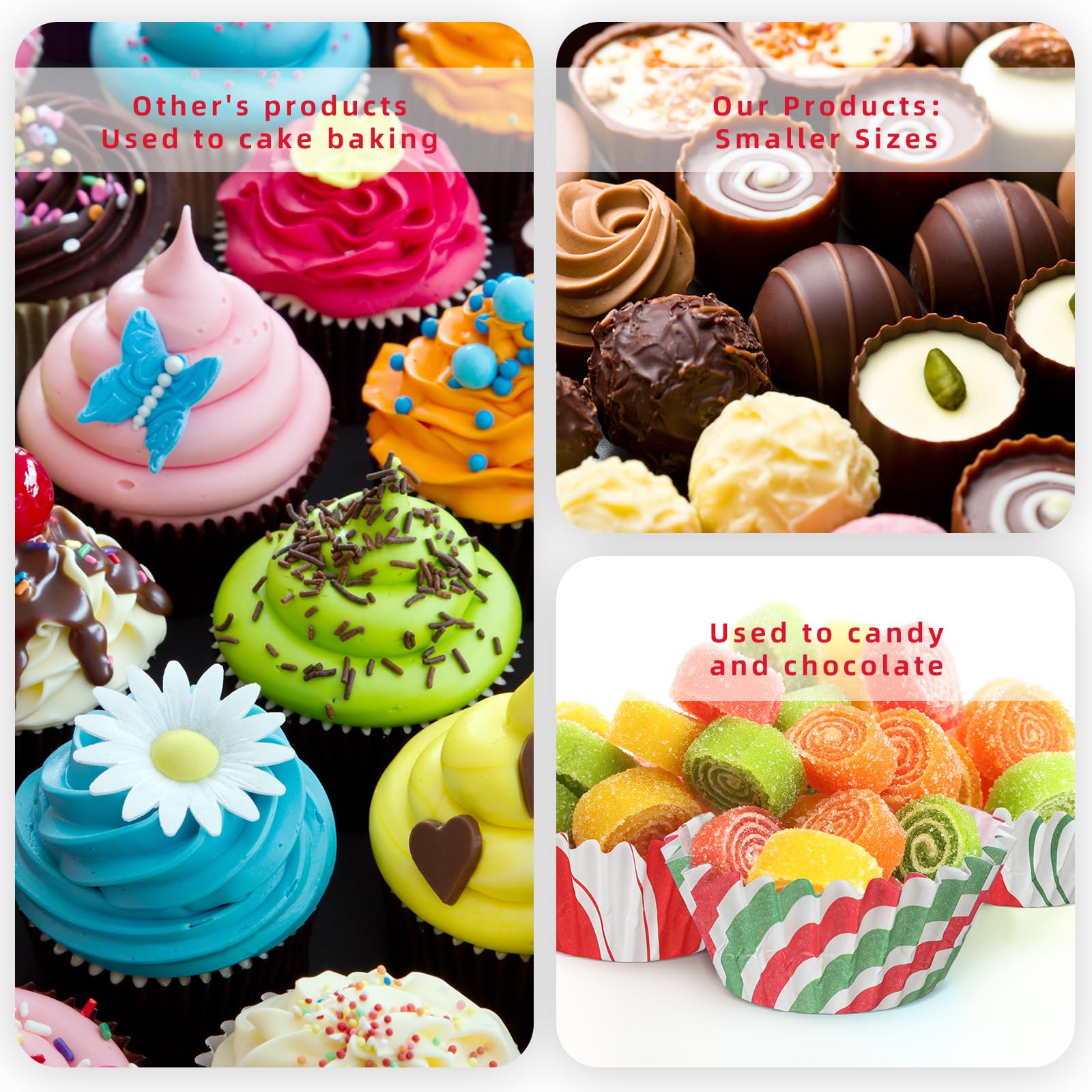 Didaey 600 forros para cupcakes de fiesta de Navidad, tazas de papel para hornear, mini muffins, envoltorios pequeños para cupcakes, tazas de papel de Navidad para dulces, suministros para hacer
