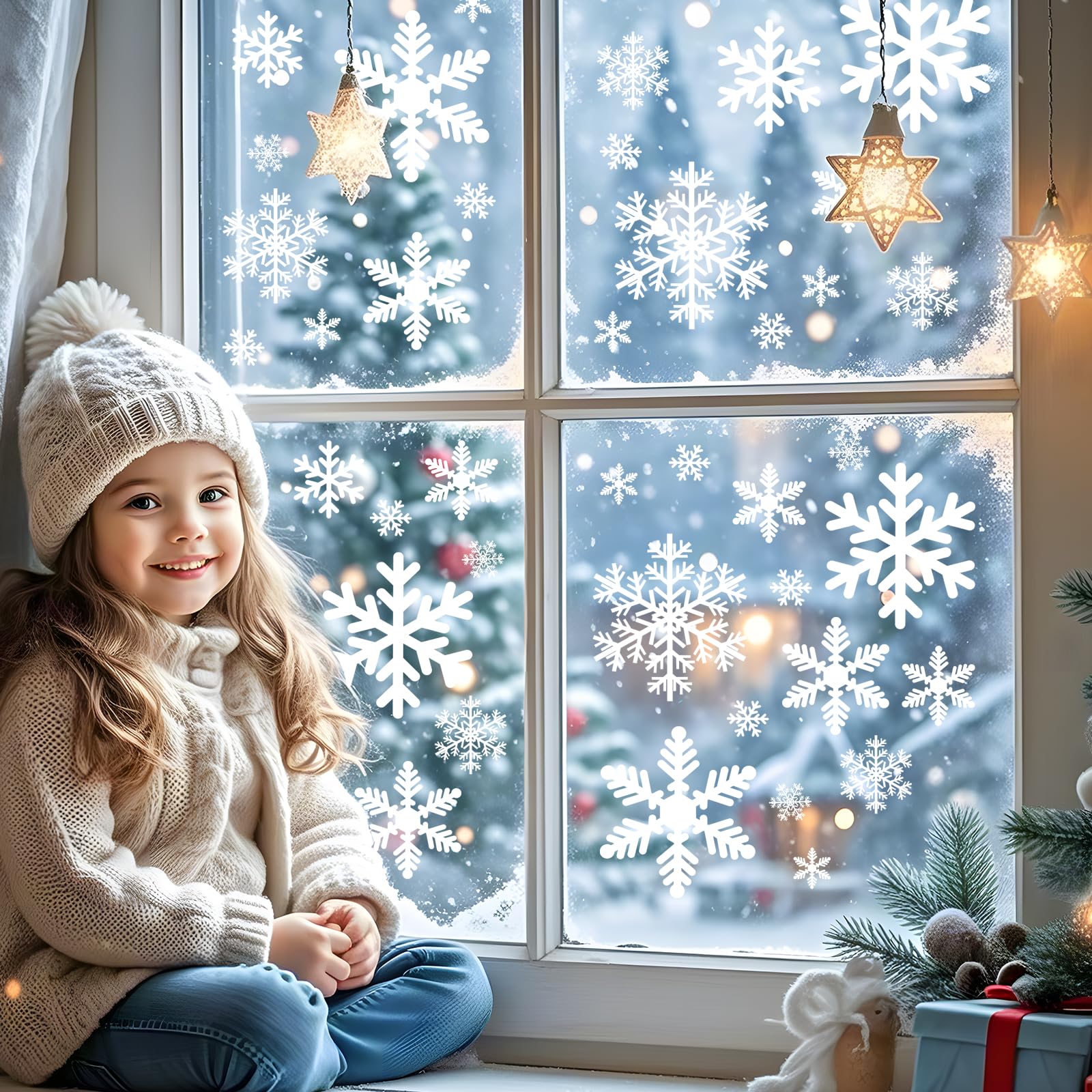 Amazon.com: 144 Pcs Christmas Window Clings for Glass Windows - 8 ...