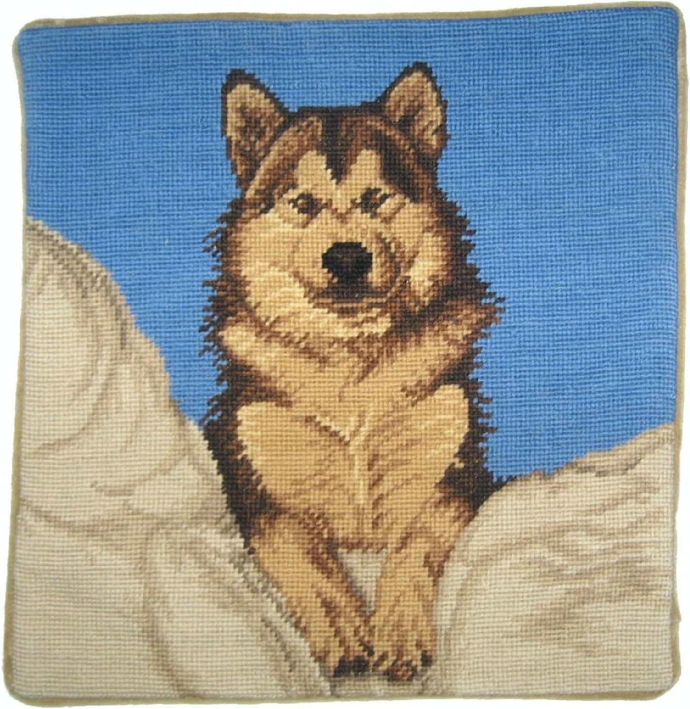 Handmade Wool Needlepoint Throw Pillow Cover 14x18 - Vintage French Country Decorative Cushion Cover for Couch, Bed, and Spring Home Deco