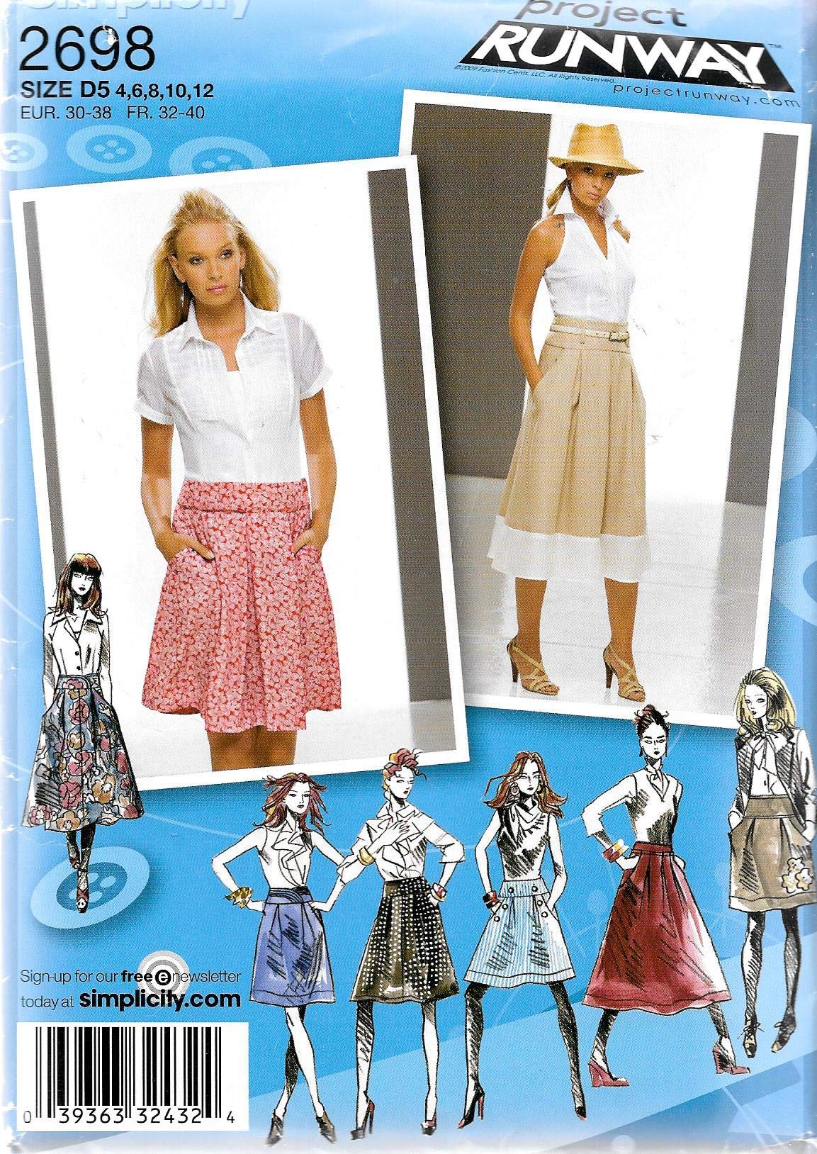 Simplicity 2698 jupe femme empiècement coupe longue ou courte taille D5