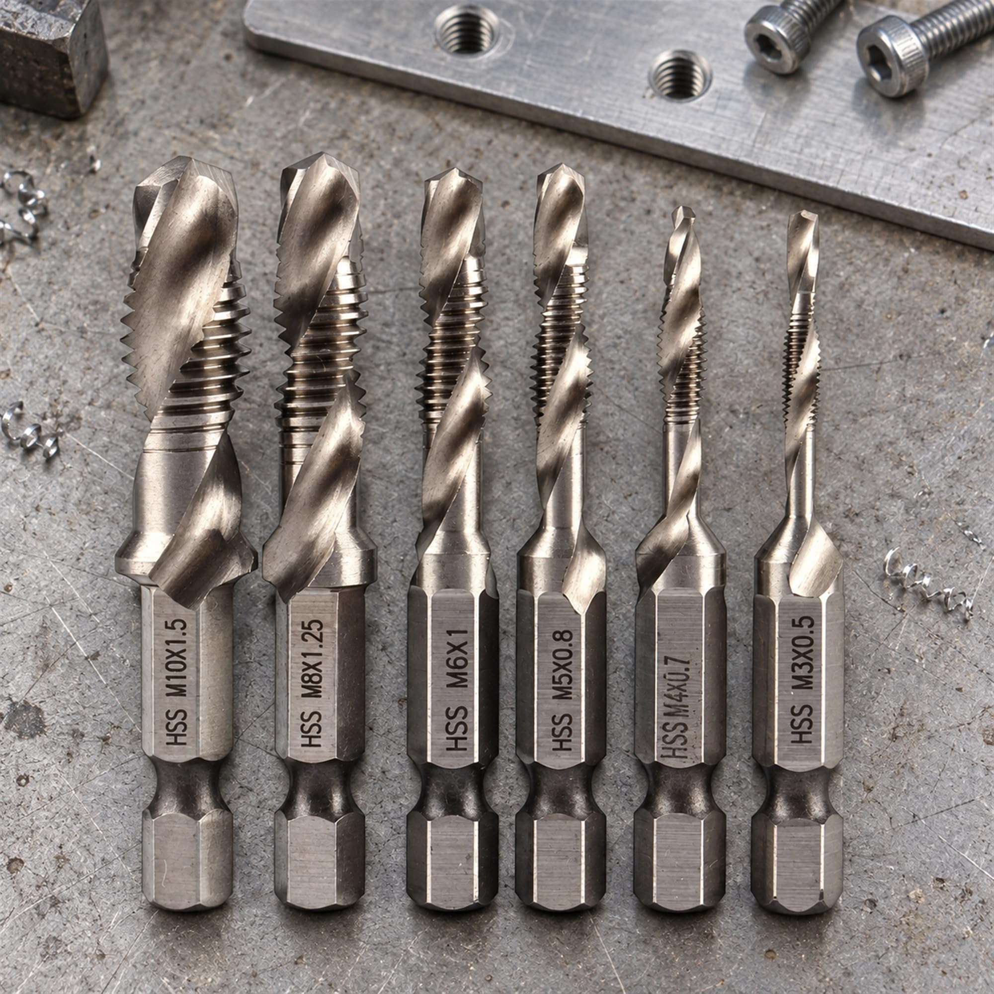 High Speed Steel Combination Drill and Thread Tap for Metric Threading, Chamfering and Everyday Workshop Repairs