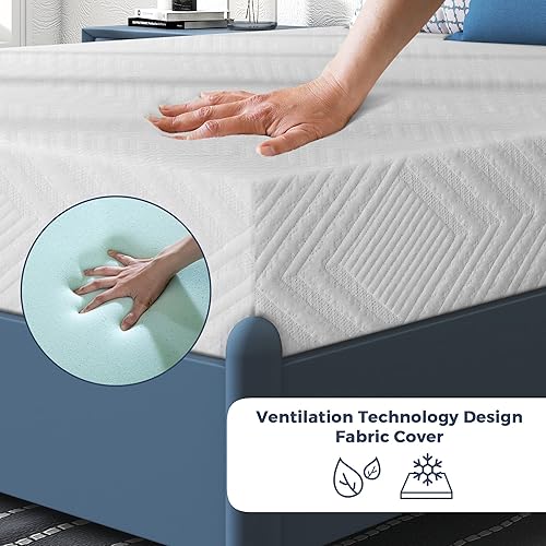 Miniatura 4 de IULULU Colchón individual de espuma viscoelástica de 8 pulgadas en una caja, tamaño individual, infusión de gel de té verde, firmeza media,