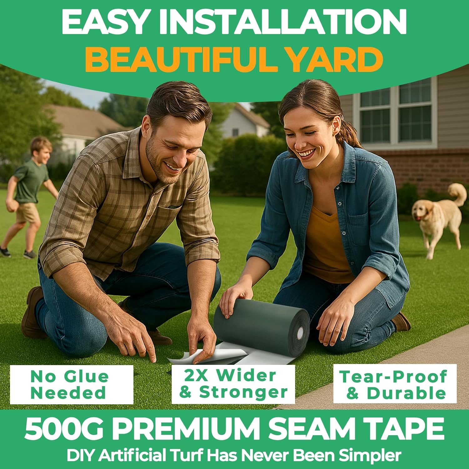 12 Inch Artificial Grass Turf Seam Tape with 500g Adhesive for Synthetic Turf Installation Connecting Fake Lawn Carpet 12" x 33ft (30cm x 10m)