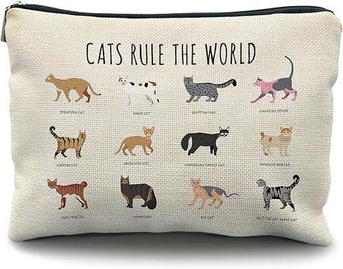 Bolsa de maquillaje de gatos, regalos para amantes de los gatos para mujeres, regalos de gatos, bolsa de cosméticos para gatos, regalos de gatos