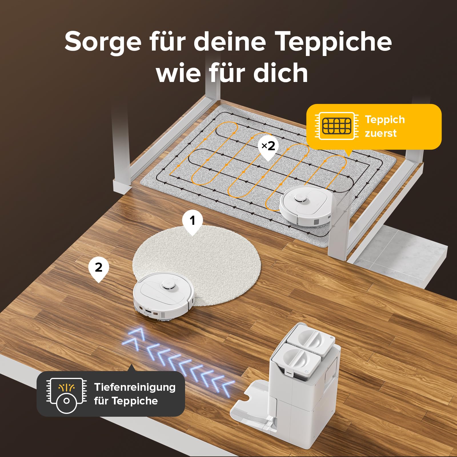 roborock QrevoS Saugroboter mit Saugleistung von 7000Pa, PreciSense LiDAR Navigation, 45 dB(A) leises Trocknen (Weiß) (Generalüberholt)
