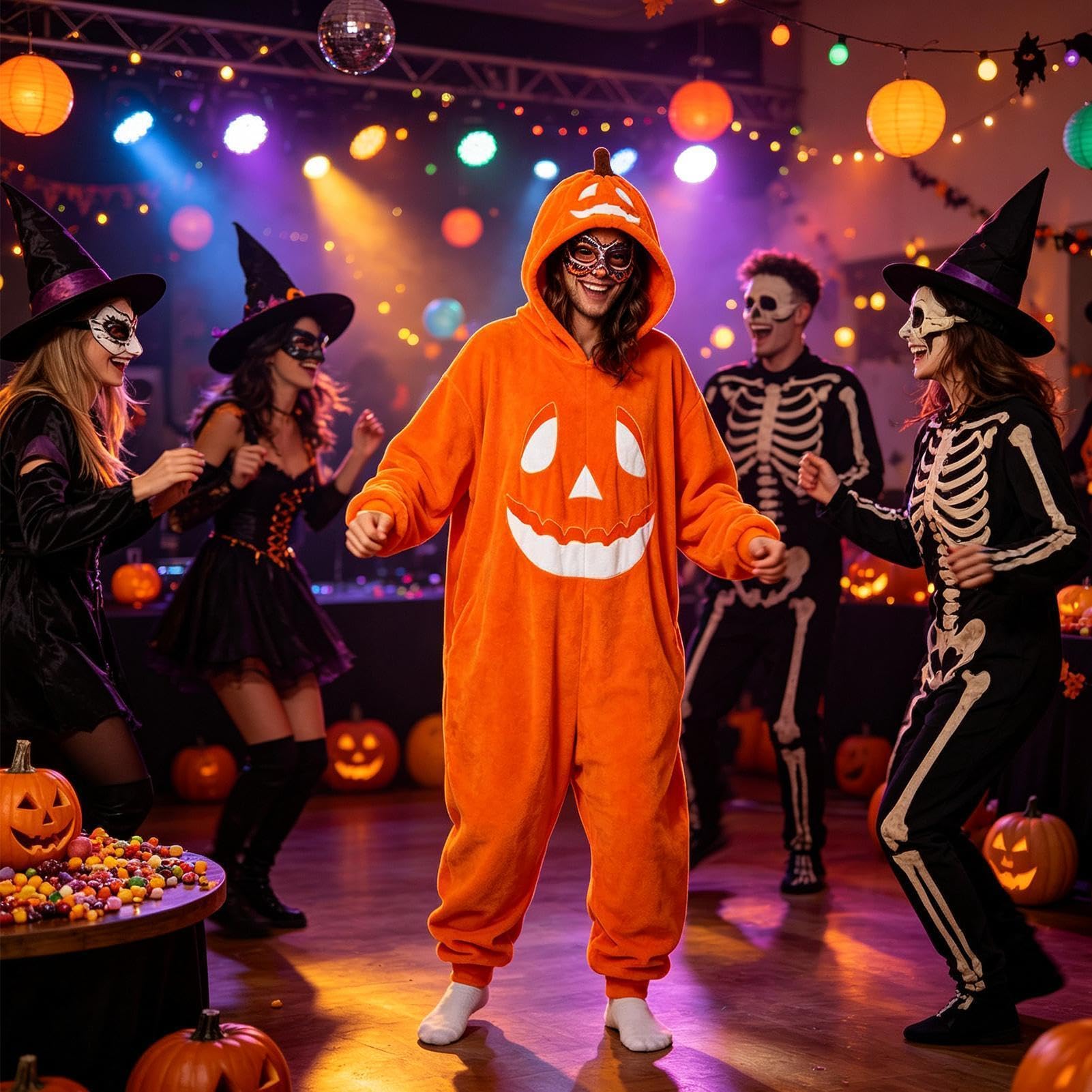 Pigiama da donna a forma di zucca per Halloween, morbido e divertente