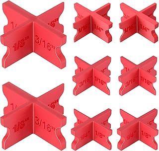 Saillong 8 Pack Deck Spacers with 4 Thicknesses 1/16", 1/8", 3/16", 1/4", Durable PC Plastic Deck Board Jig Spacers Clamp, Decking Spacing Tool for Pressure Treated Lumber, Composite PVC Board