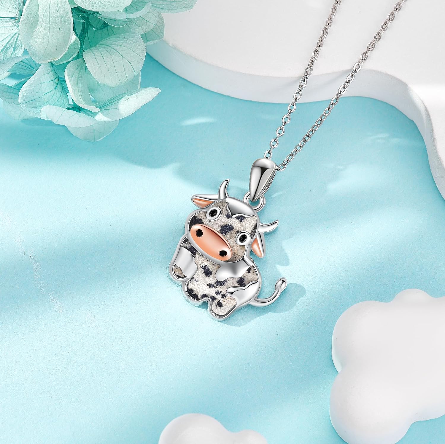 Horse/Phoenix/Owl/Dog/Cow/Fox Necklace Sterling Silver Turquoise/Dalmatian Pendant Crystal Necklace Horse Jewelry Gifts for Women