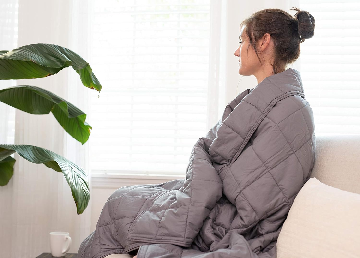 60" x 80" - 15 Lb Weighted Blanket - Slate Gray - Premium Cotton with Glass Beads - Double Stitched Edges - Veteran Owned