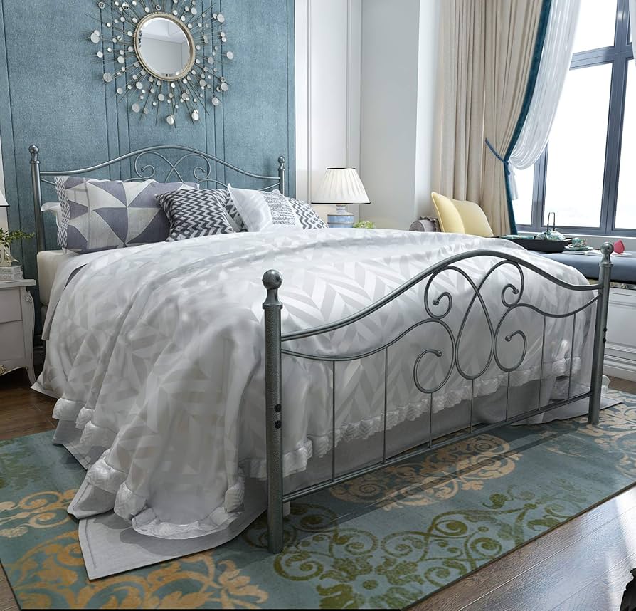 Amazon.com: YALAXON Vintage Sturdy Queen Size Metal Bed