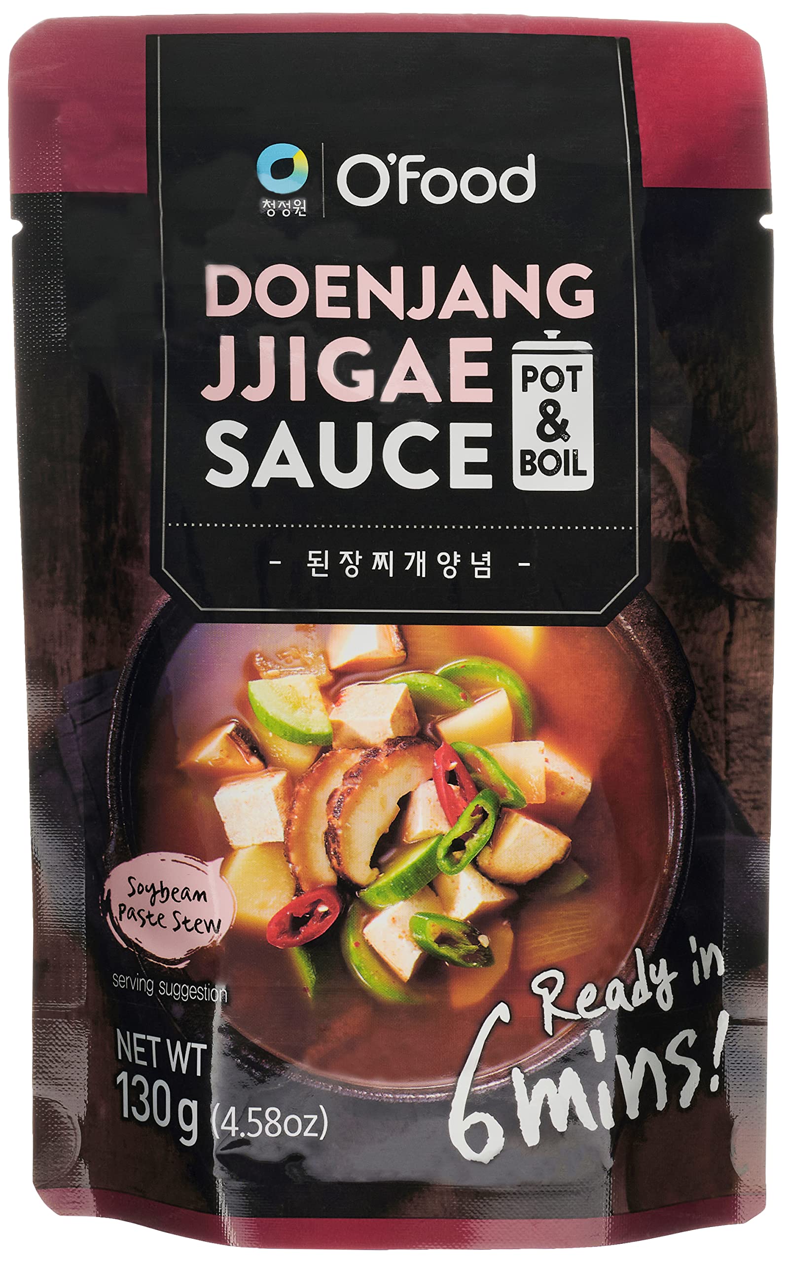 Chung Jung One O'Food Korean Doen Jang Jjigae Sauce, Soybean Paste Stew Sauce, Gourmet Recipe, 130g (4.59oz) 1Pack