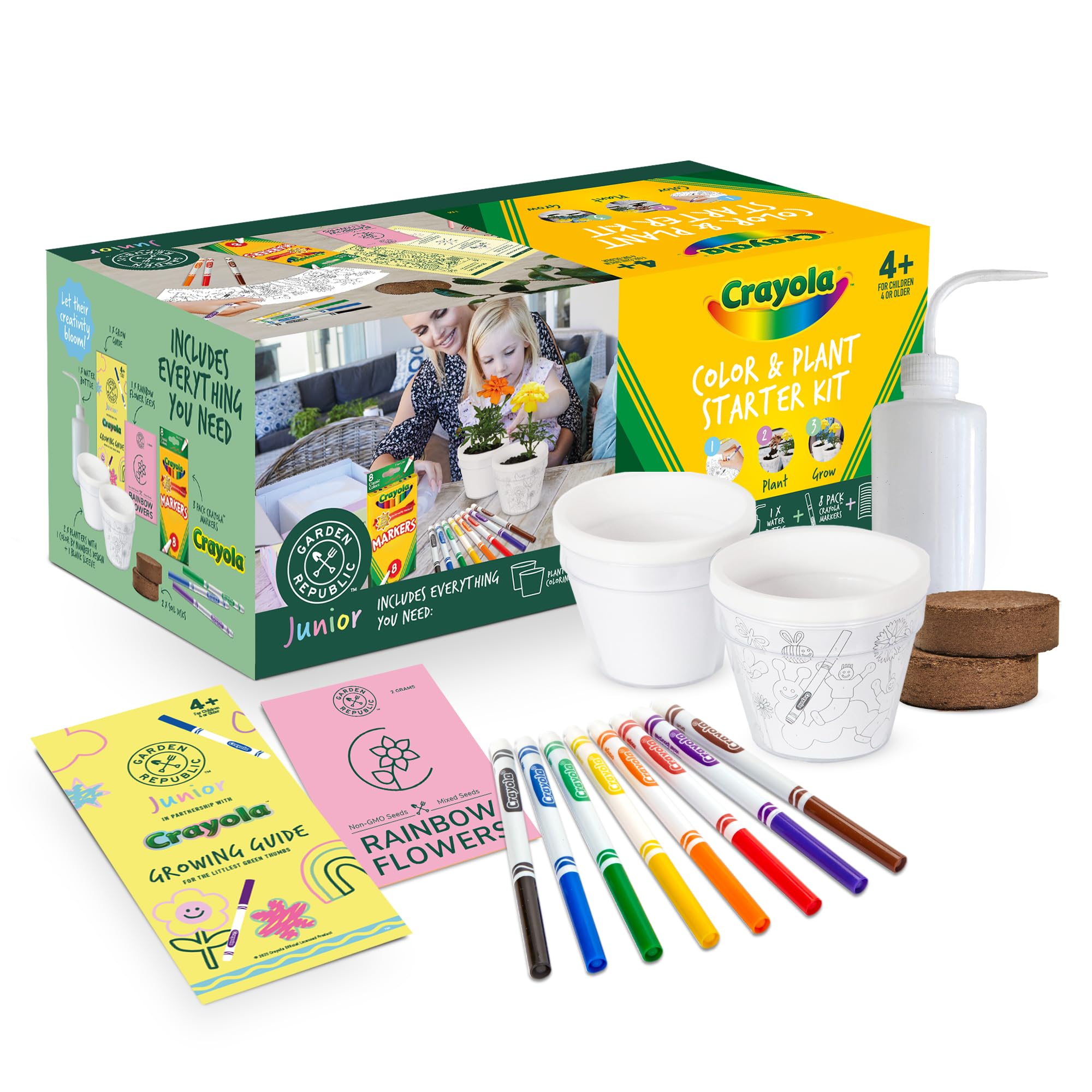 Garden Republic Jr Color and Plant Starter Grow Kit for Kids - Color & Plant Growing Kit for Kids