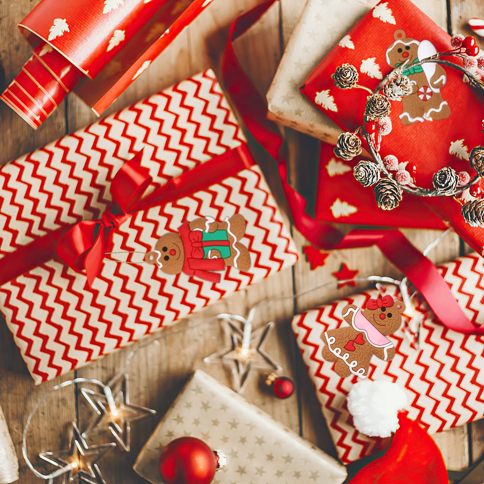 Ornements Bonhomme En Pain D'épice Pour Arbre De Noël, 12 Pièces