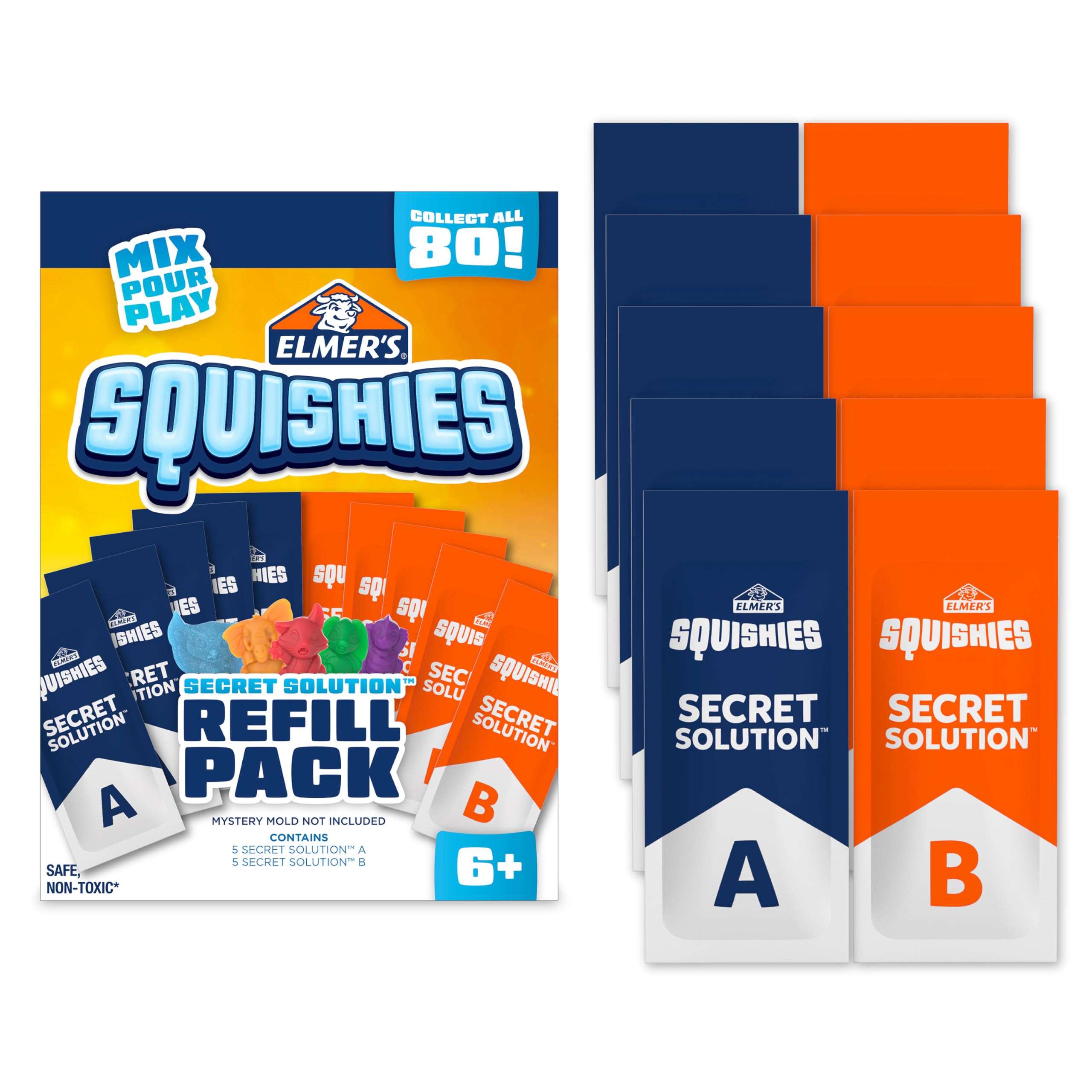 ELMER'S Squishies Refill Pack, Kids Activity, Creates 5 Additional Mystery Characters, 5 Count