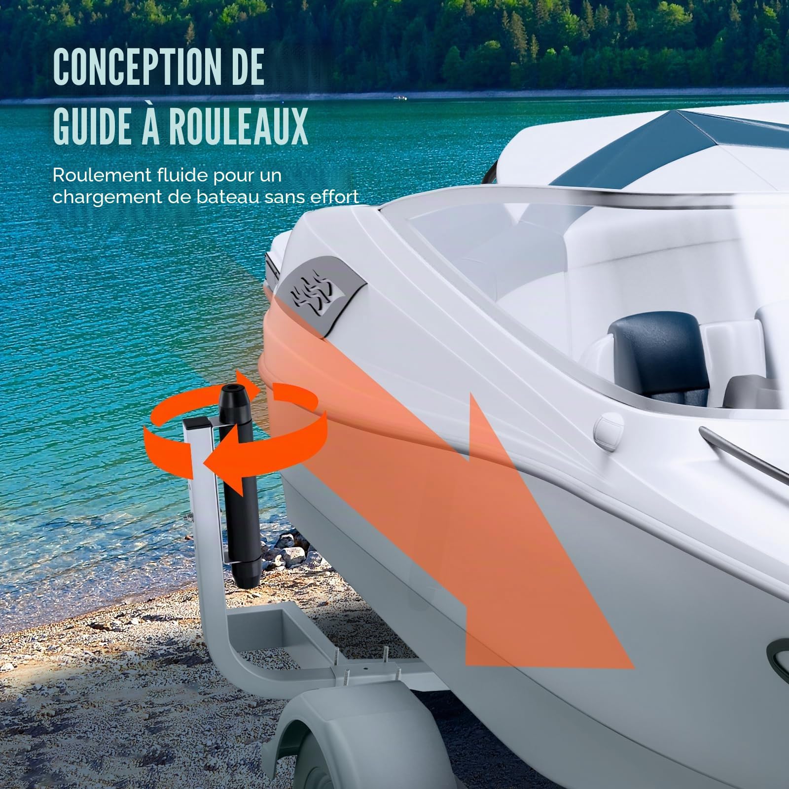 VEVOR Guides de Remorques de Bateaux 52 cm Largeur Réglable de 19 cm Guide de Mise à l’Eau en Acier avec roulettes Outil pour Petits Bateaux Dériveurs Canoës Bateaux Gonflables Bateaux de Pêche