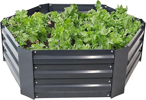 Miniatura 78 de Sunnydaze Cama de jardín de metal elevada de 11.75 pulgadas de alto, cama de jardín elevada galvanizada para exteriores para verduras y flores