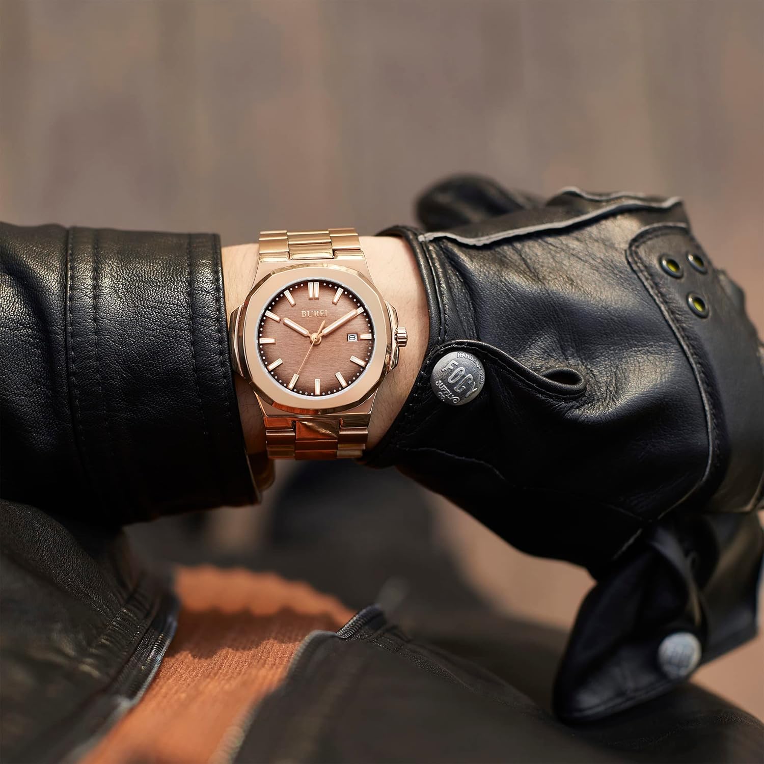 BUREI Men Watches Gifts for Men Fashion Stainless Steel Analog Quartz Waterproof Watches for Mens - Image 5