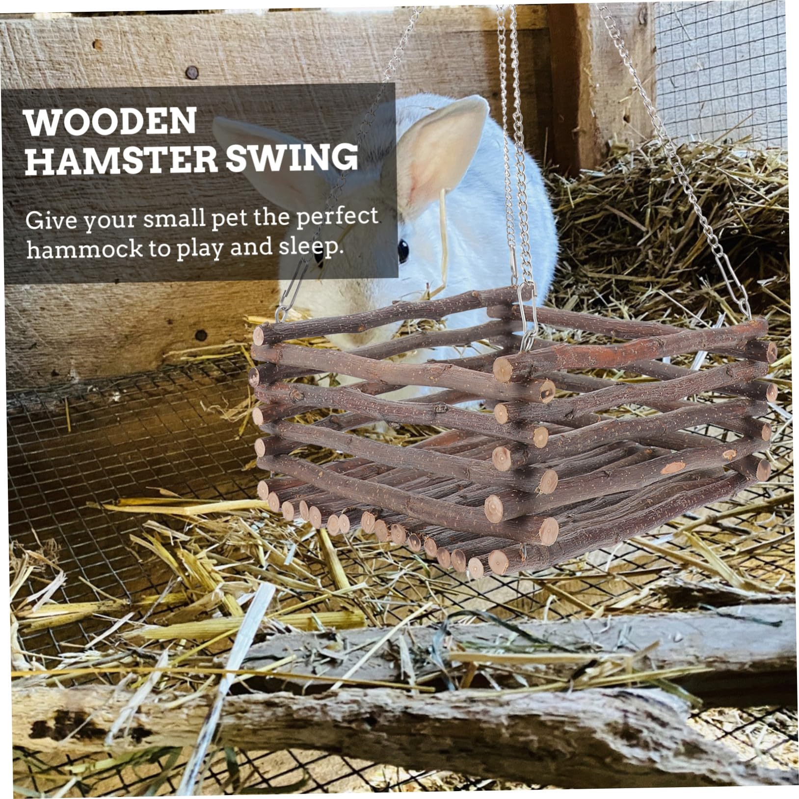 Gatuida Hamster Hängematte Und Holzschaukel Mit Eisenketten Atmungsaktives Hängebett Aus Naturholz Für Käfig Haustierbedarf Für Hamster Und Chinchillas Kleines Nager Spielzeug