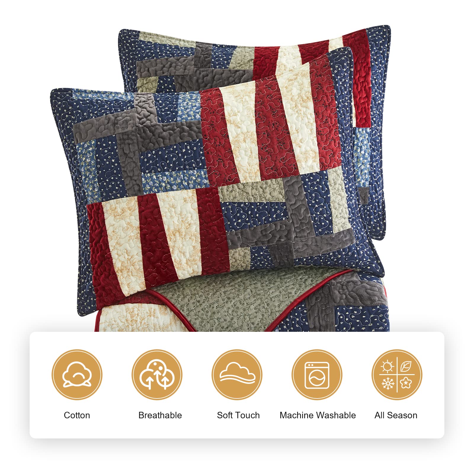 Amazon｜NIUDÉCOR HOME 純正パッチワークキルトセット リバーシブル