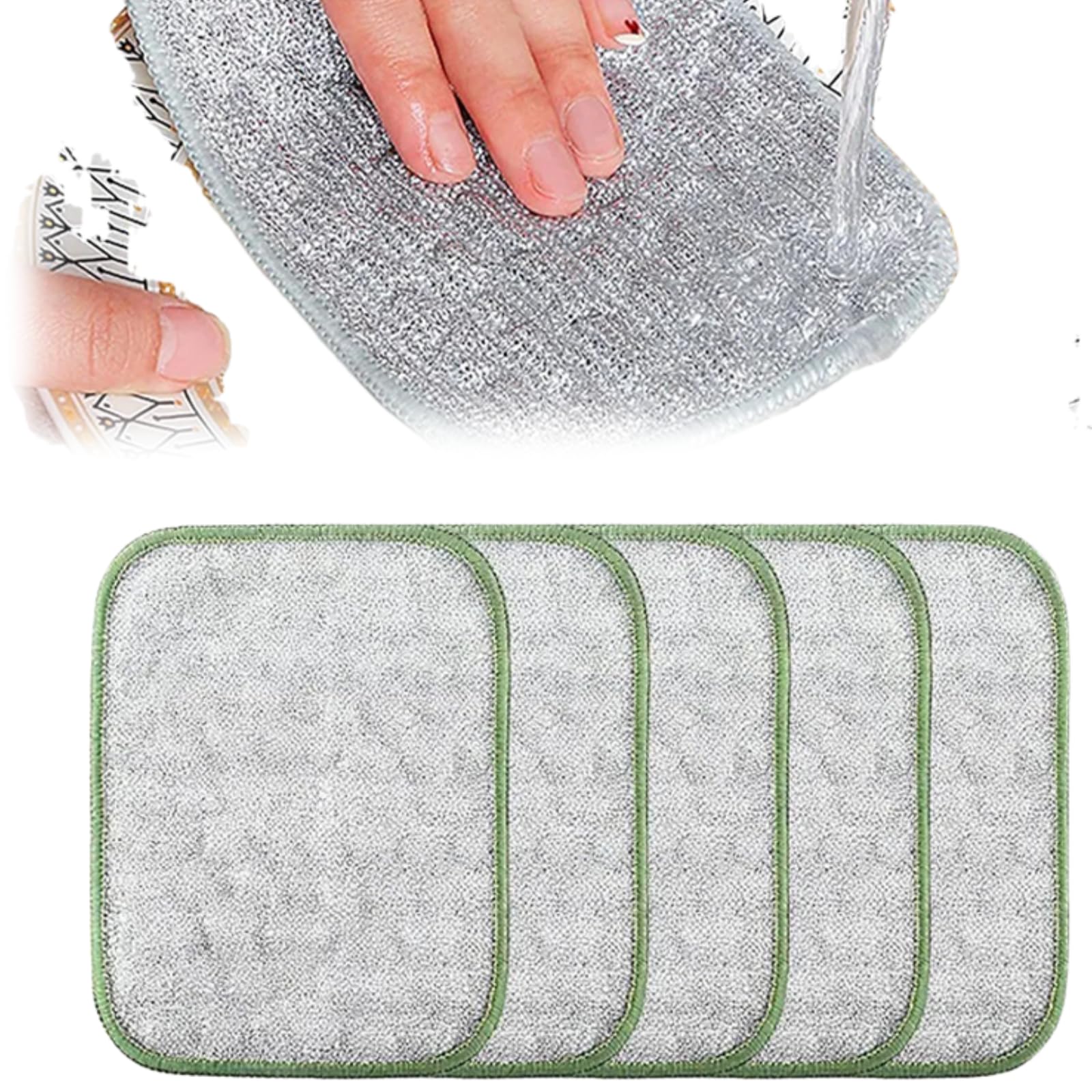Multipurpose Wire Dishwashing Rags for Wet and Dry Upgraded Reusable Steel Wool Scrubber 2-Layer Microfiber Wire Dishcloth Multifunctional