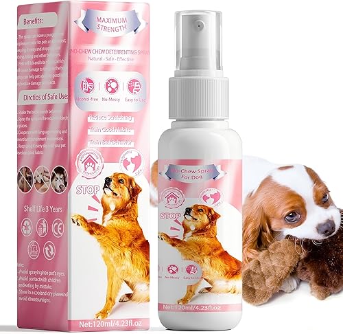 Spray de manzana amarga para perros, eficaz y seguro, antimasticar, 4.1 fl oz, espray natural sin masticar para perros, sin alcohol y sin crueldad,