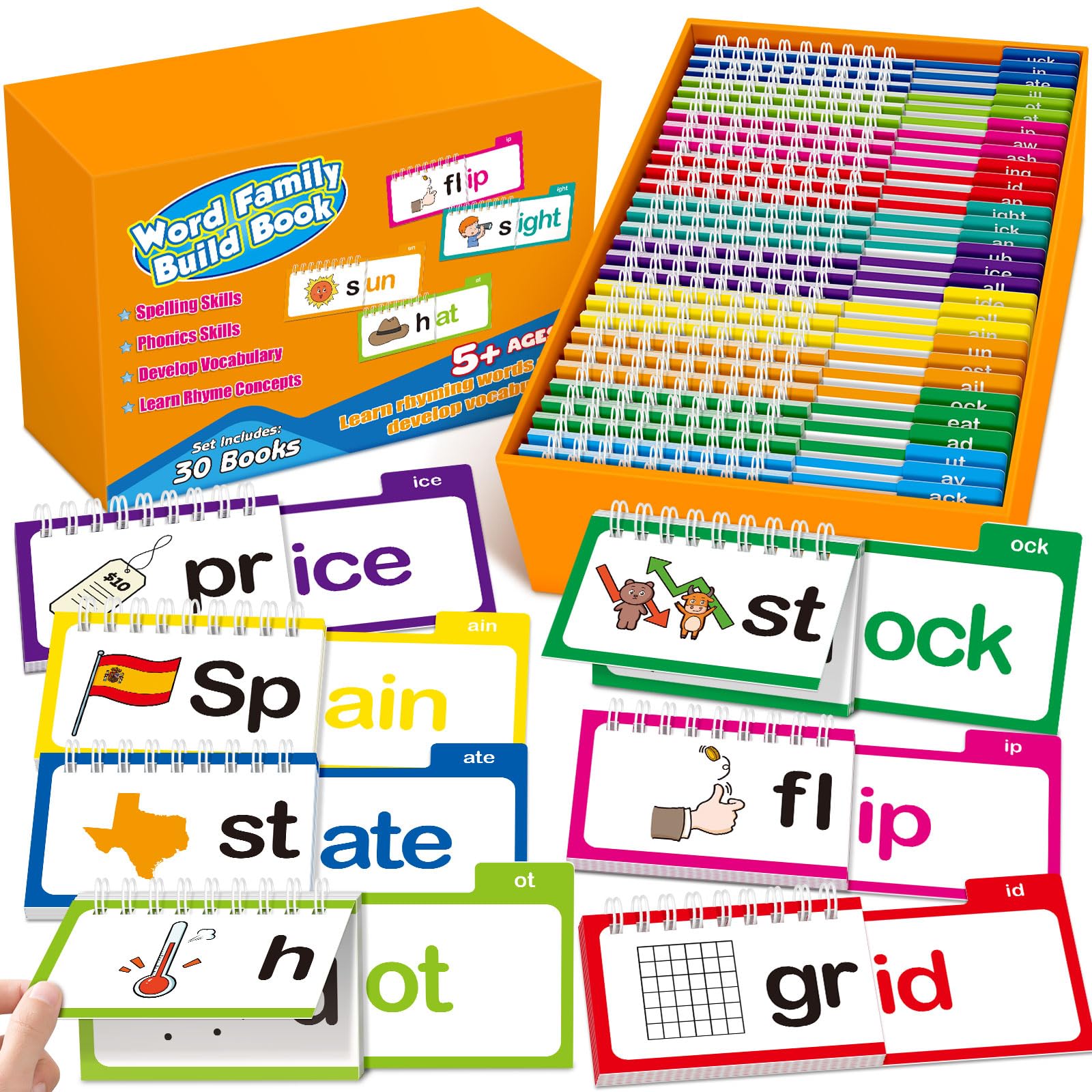 Amazon.com: Zazopup 30 Read and Rhyme Flip Books,Word Family Build