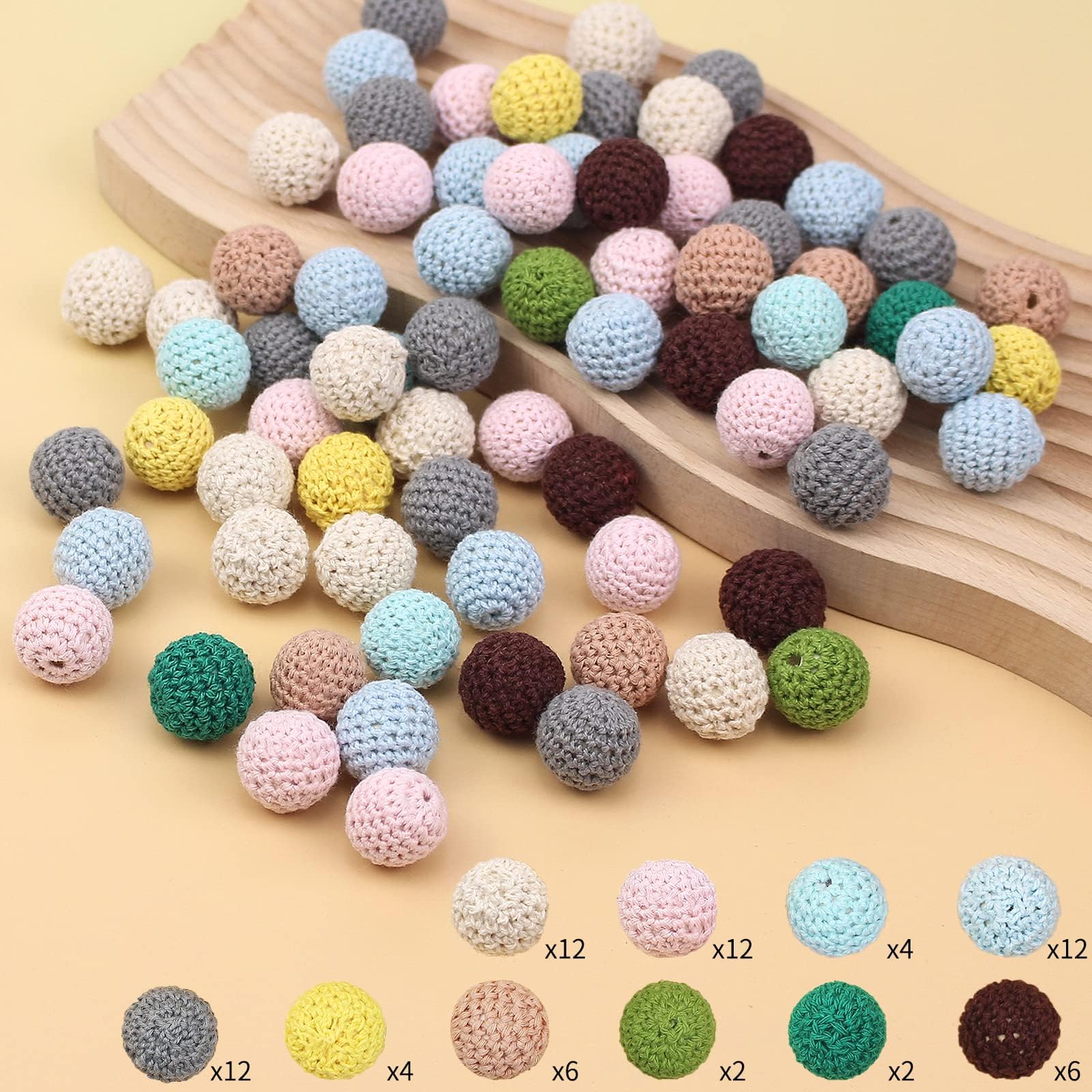 169 Stück Makramee Holzperlen Set, 138 Holzperlen, 12 Stück 20mm Häkelholzperlen, 8 Holzclips, 3 Stück Häkelhäschen,4 Stück Hölzerner Kreis 20m Bastelseile für DIY Schmuck, Heimwerker