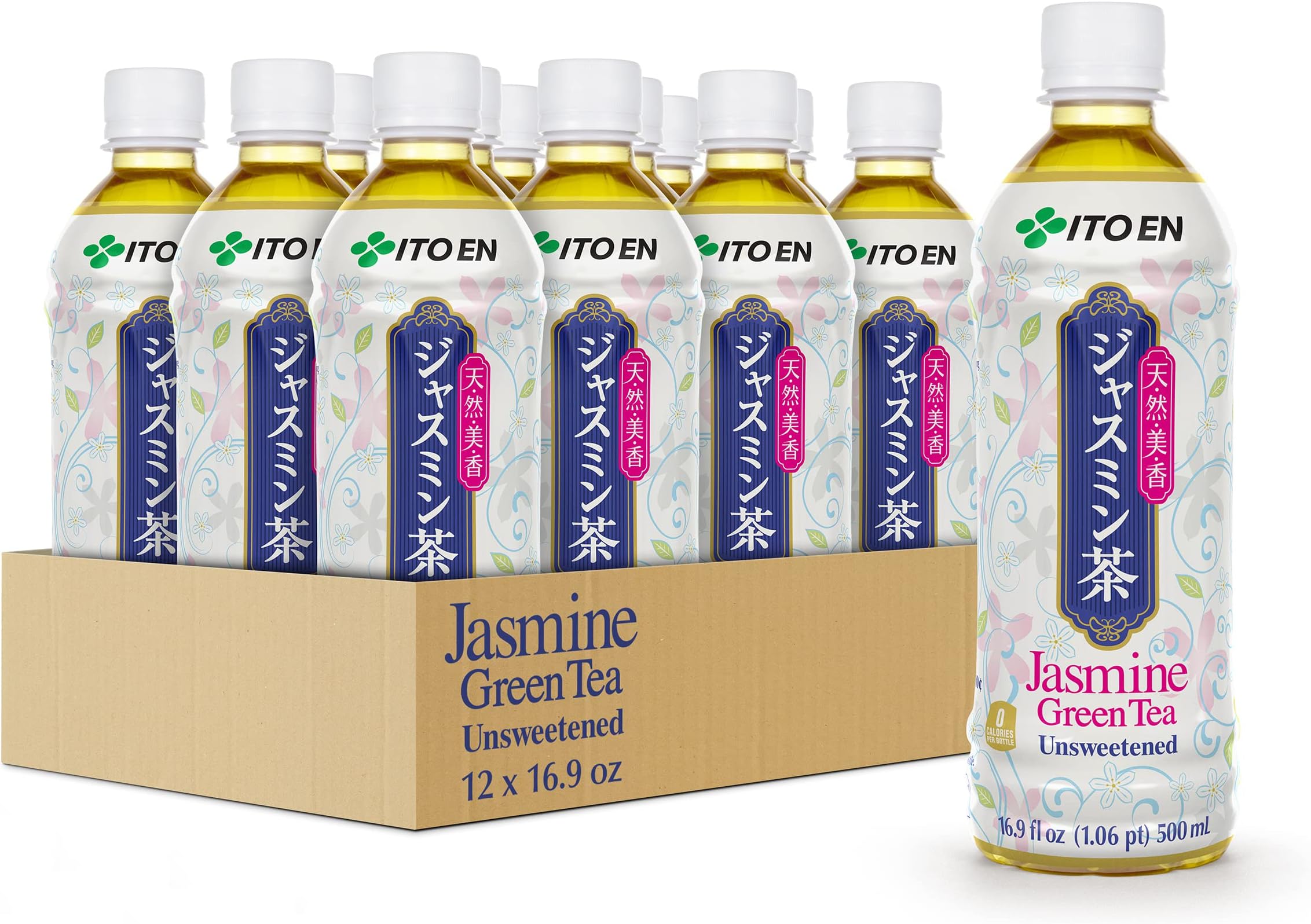 Ito En Jasmine Green Tea Unsweetened 16.9 Fluid Ounce (Pack of 12), 0 Calories…
