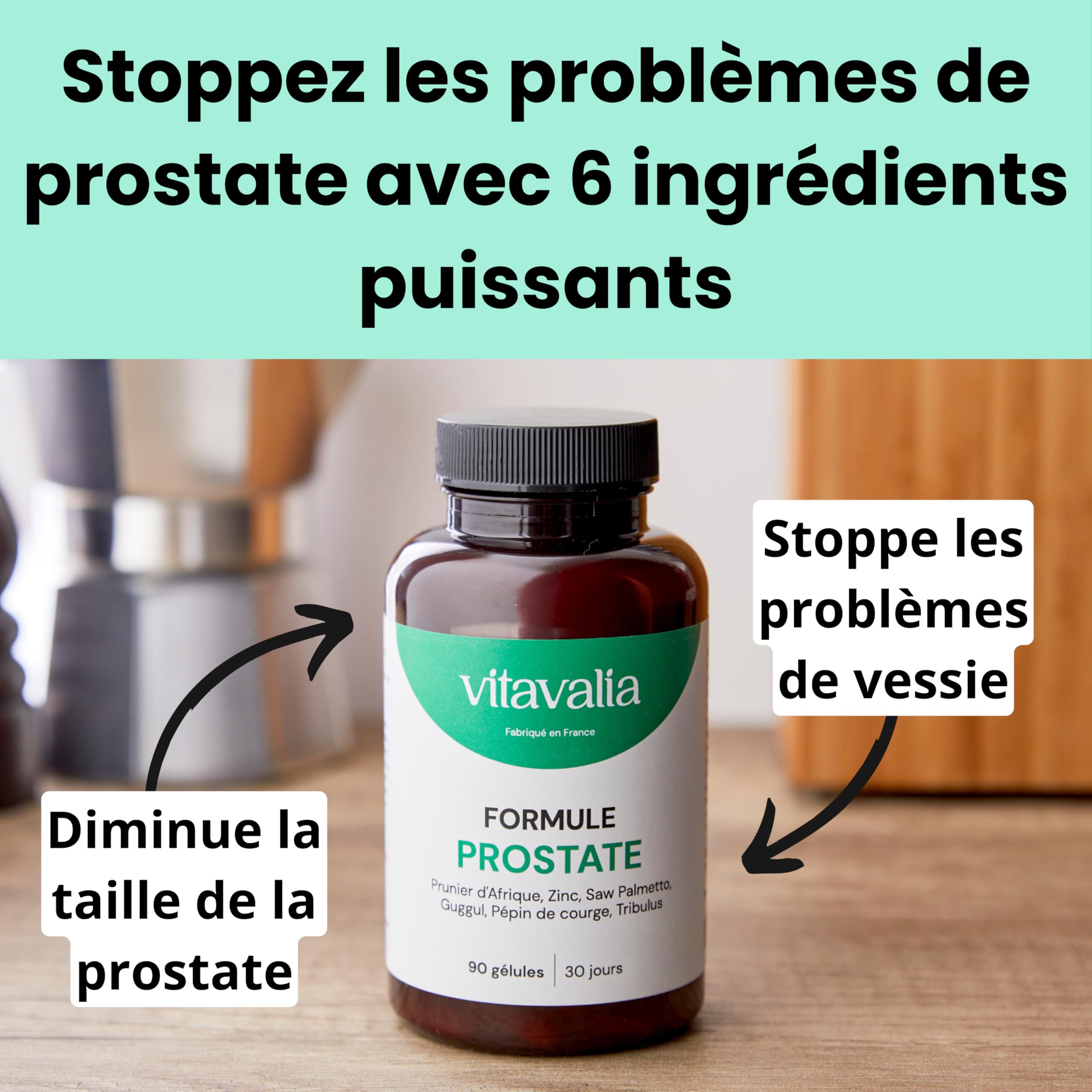 Formule Prostate - 90 gélules - Hautement dosée - Prunier d'Afrique + Saw Palmetto + Guggul + Pépin de courge + Tribulus + Zinc - Fabriqué en France