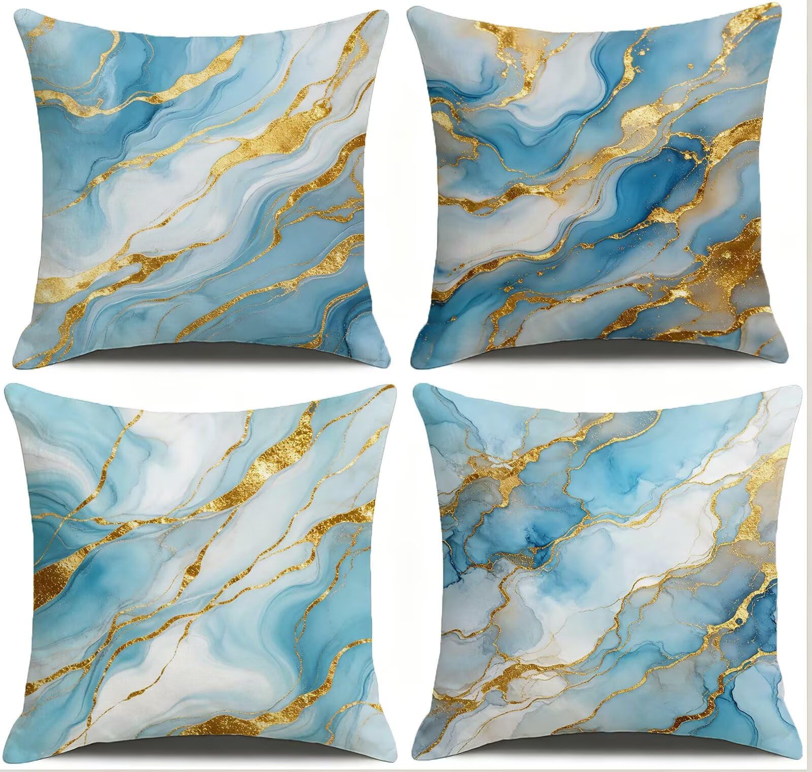 Blu Federe Cuscini Divano 65x65cm, Cuscini da Esterno Set de 4, Cod-82 | Velour Copricuscini Decorativi Letto Arredo, per Letto, Soggiorno, Giardino, Esterno, Casa Decorazione Set di 4 Naturale