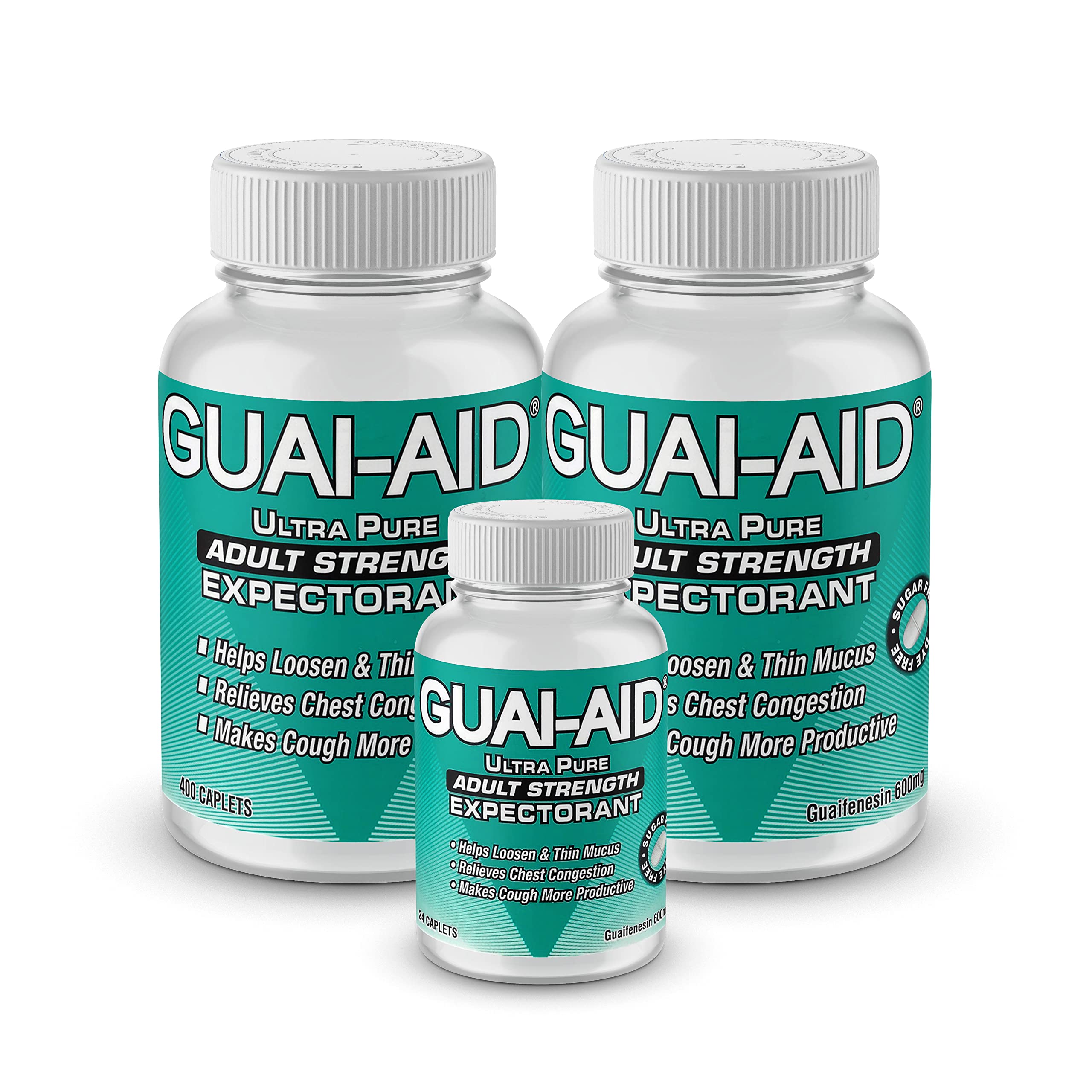 GUAI-AID 824 600mg Ultra-Pure Guaifenesin Caplets for Daily Mucus Relief