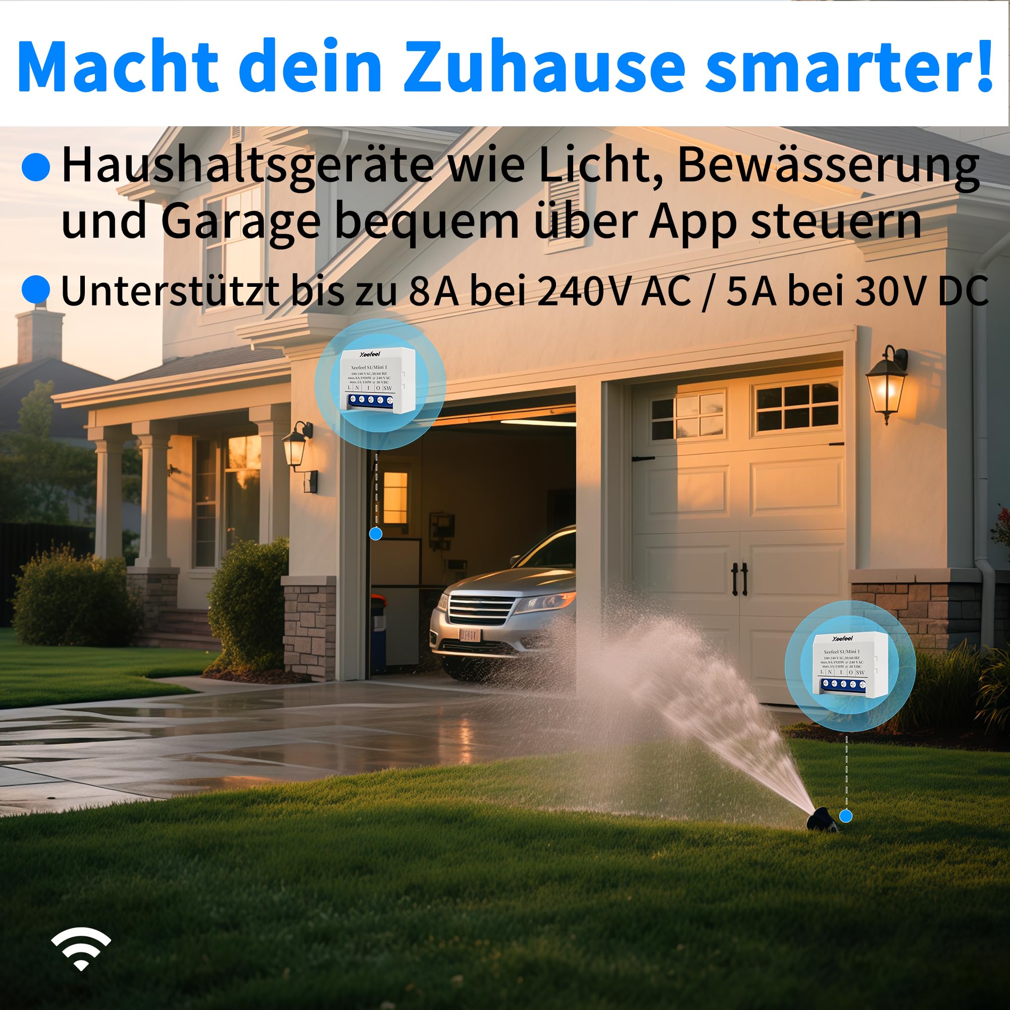 Mini 1 interruttore per relè intelligente Wi-Fi e Bluetooth – 8 A, per automazione domestica, compatibile con interruttore della luce, contatto a secco con ripetitore Wi-Fi, Alexa e Google