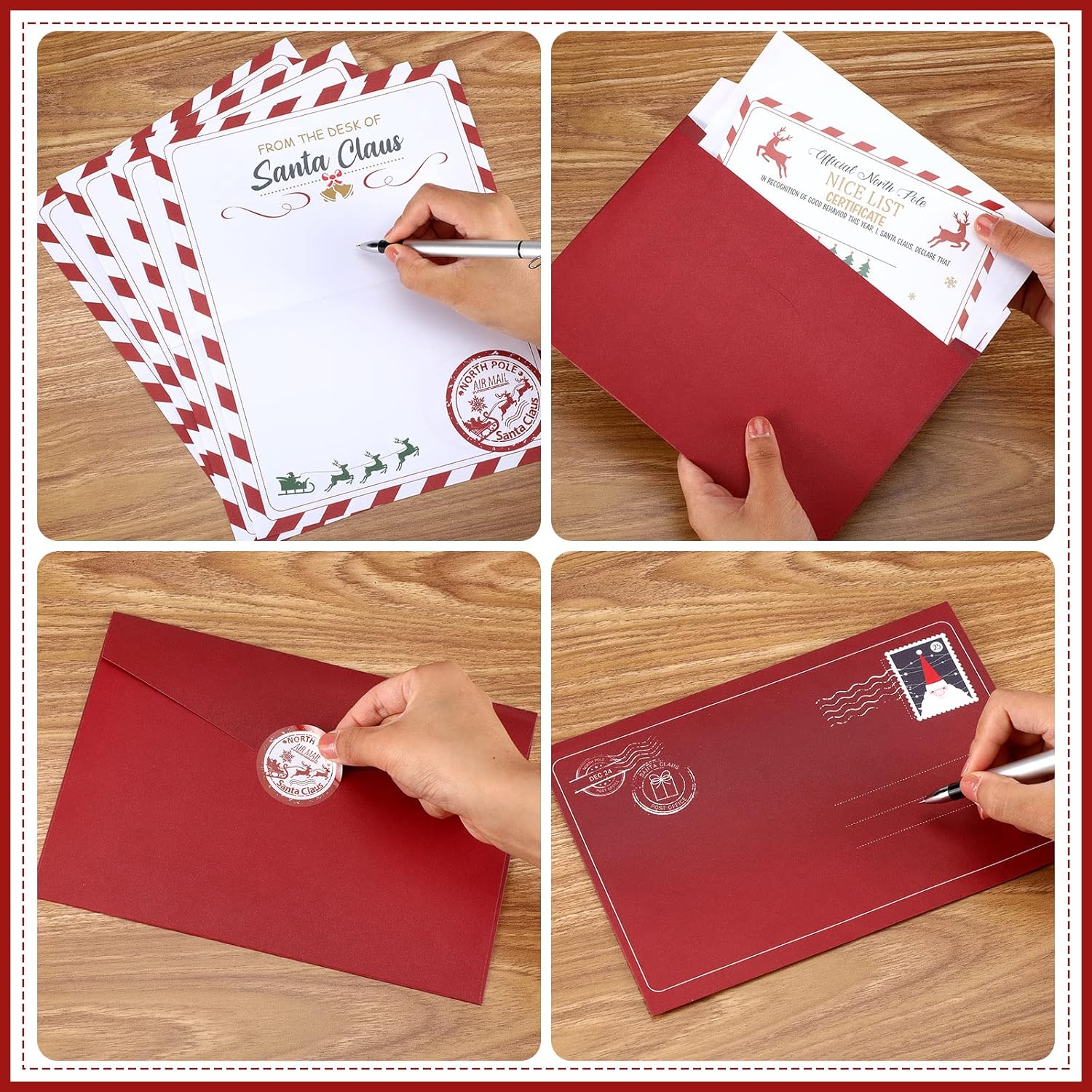 Tinlade 12 Sets Christmas Official Letter and Certificate from Santa Claus Including Nice List Certificate North Pole Writing Letter Christmas Stickers Envelopes for Family(Santa Claus)