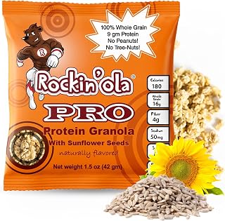 Rockin'Ola Protein Granola Clusters, Quick Breakfast Snack, Allergen Free, No Artificial Flavors, Colors or Preservatives, On-The-Go Healthy Snack Packets (25 Count, Protein Granola)