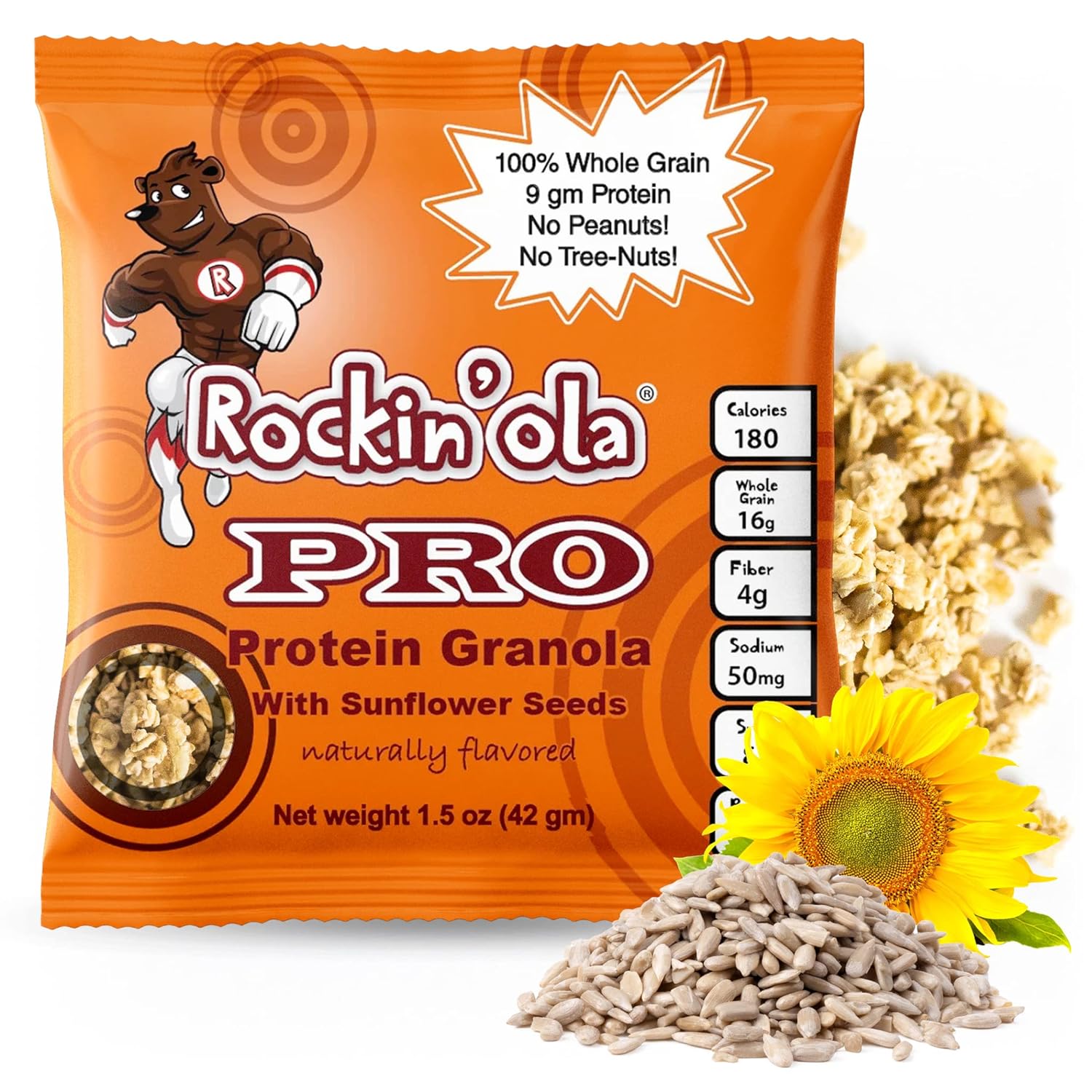 Rockin'Ola Protein Granola Clusters, Quick Breakfast Snack, Allergen Free, No Artificial Flavors, Colors or Preservatives, On-The-Go Healthy Snack Packets (25 Count, Protein Granola)