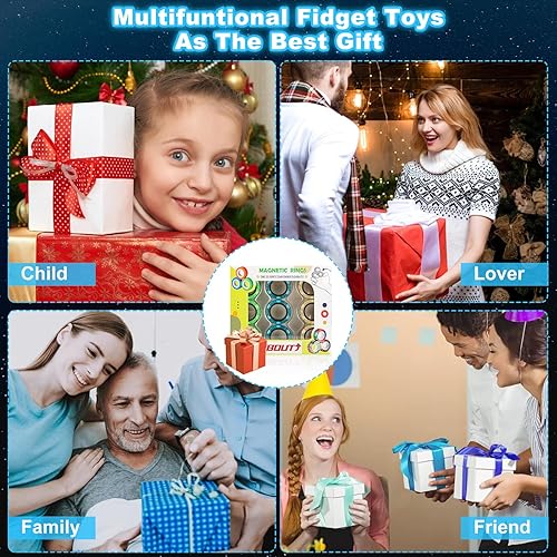 Miniatura 4 de Juego de 9 anillos magnéticos que brillan en la oscuridad, anillos magnéticos para entrenamiento, alivia la ansiedad del autismo, anillos mágicos de