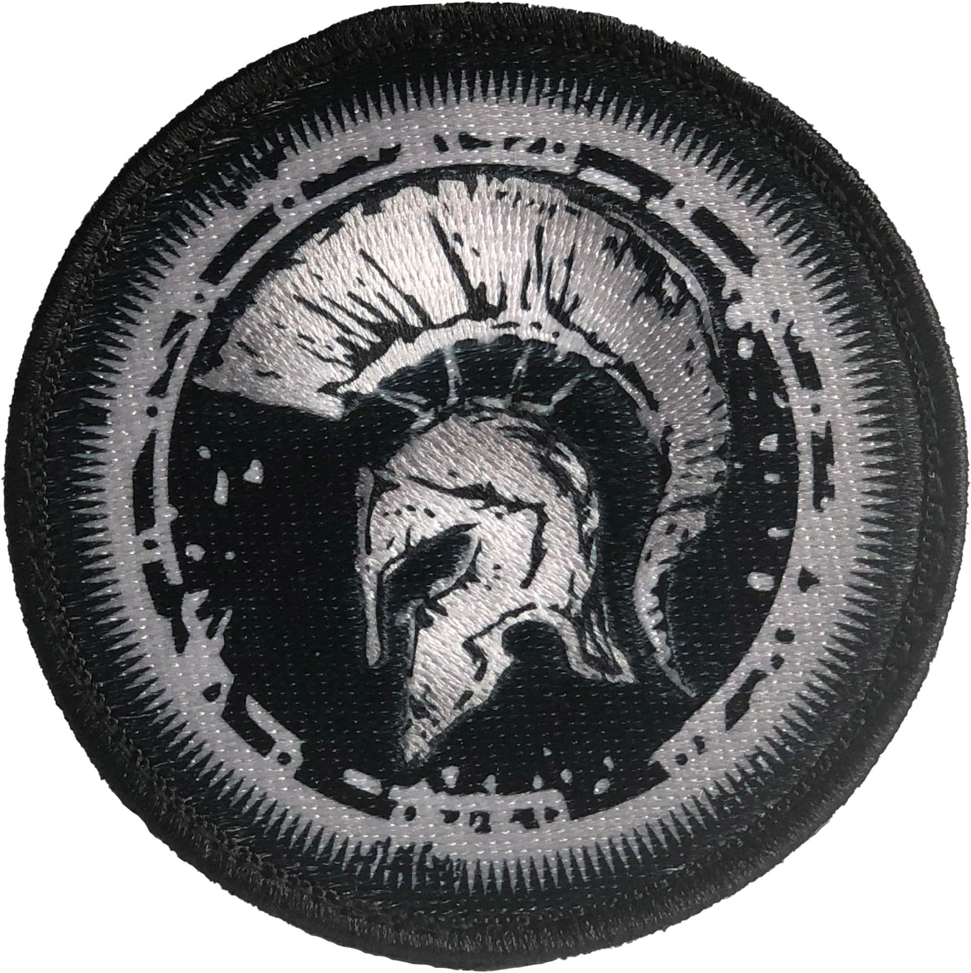 Spartan Helmet Patch 100% Embroidered - Morale Patch Velkro - Airsoft Patches - Spartan Shield Badges - Patches for Backpacks - 3" Circle Tactical Patch