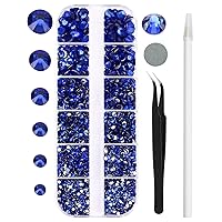 Vista 14 de 3820 diamantes de imitación para arte de uñas, cristales de cristal de 6 tamaños (ss6-ss30), gemas para uñas con parte trasera plana