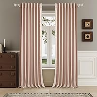 Vista 11 de DUALIFE - Cortinas opacas de lino marrón de 132 pulgadas de largo, juego de 2 paneles para sala de estar, dormitorio, con pestaña trasera, aisladas