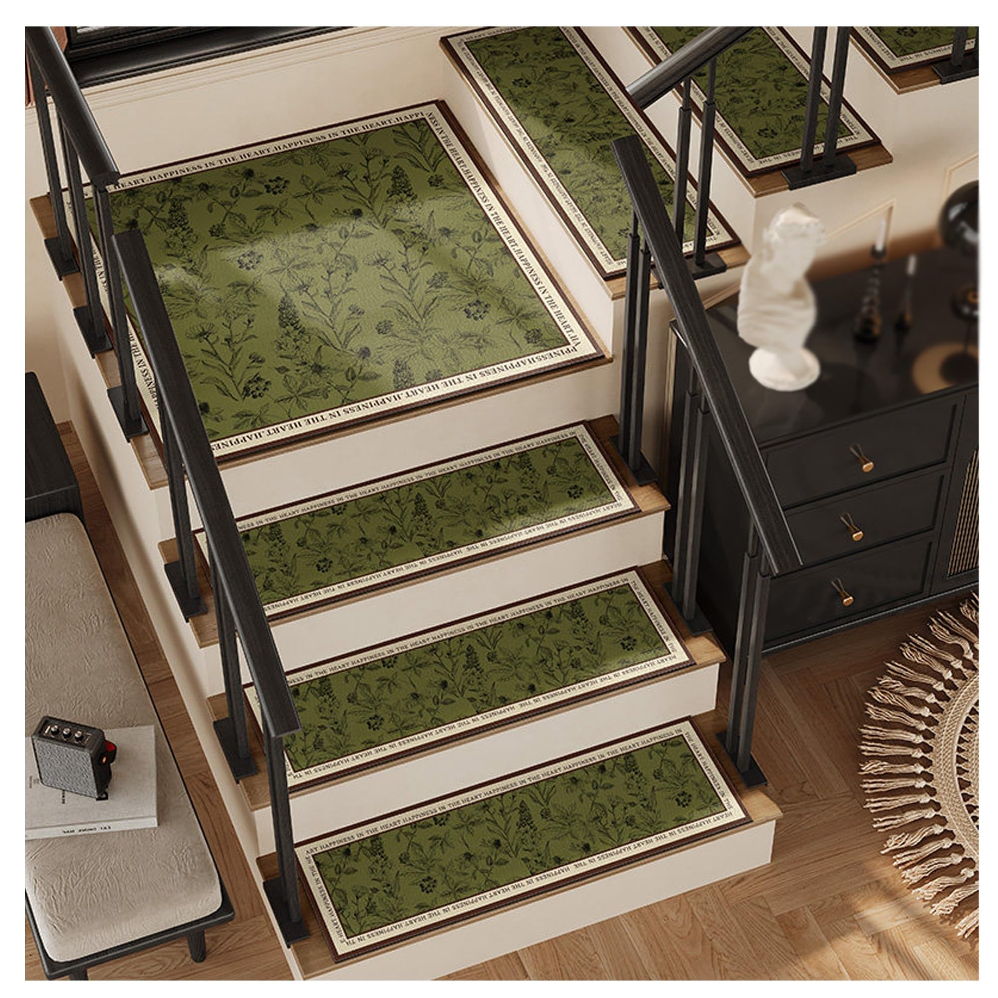 YDHSIKK Carpet Stair Treads, 1pc Peel And Stick Non Slip Stair Treads Indoor For Wooden Steps Multiple Sizes(Size10,0.7x2.3ft/22x70cm)