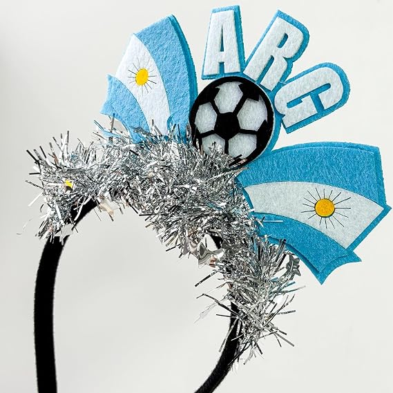 Argentina Flag Headband Football Hair Hoops World Cup Party Headbands for Soccer Fans for Soccers Accessories Women Men Soccers Hair Bands Game Day Sports Hair Decoration 1Pcs