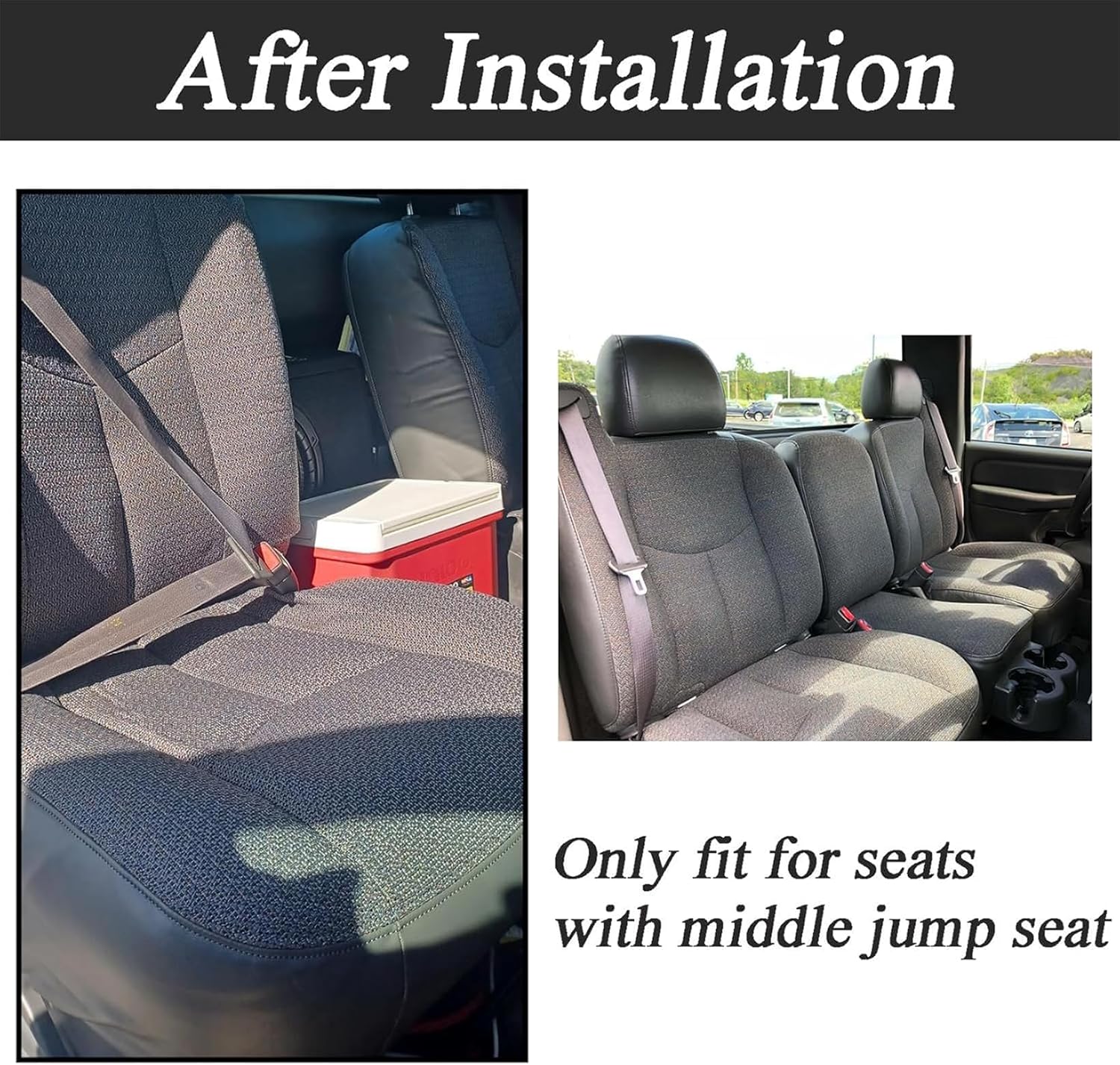 NLQR #69C Gray Driver & Passenger Side Bottom & Top Lean Back Replacement Cloth Seat Covers & Foam Cushions Compatible with Chevy Silverado GMC Sierra 1500 2500HD 3500HD 2003 2004 2005 2006 2007