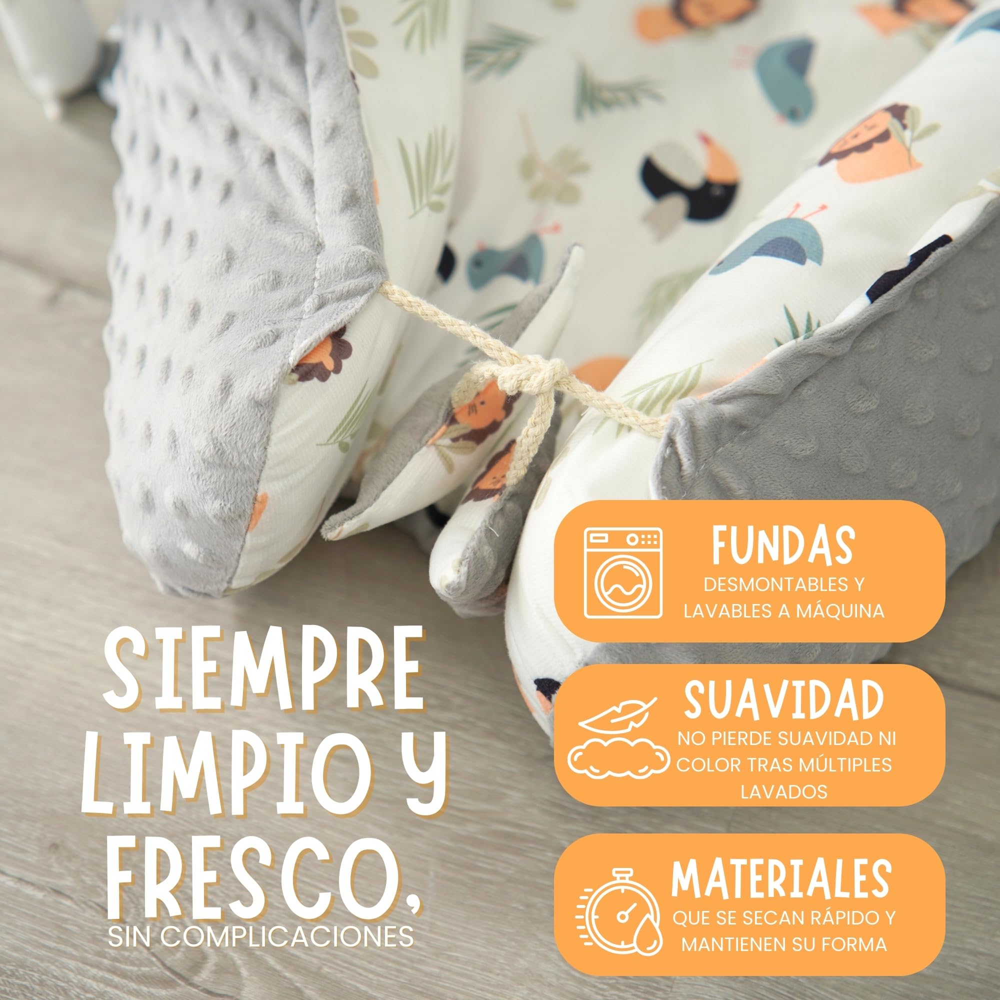 Nido de Bebé Recién Nacido 0-6 Meses - Reductor de Cuna 90cm con Arco de Juegos (5 Piezas Sensoriales) - Nido Colecho de Algodón Transpirable, Desmontable y Lavable