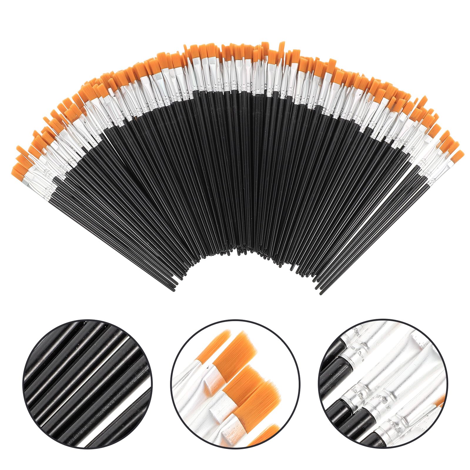 Pincel Plano de Punta Plana Negro de Nylon 200 Piezas