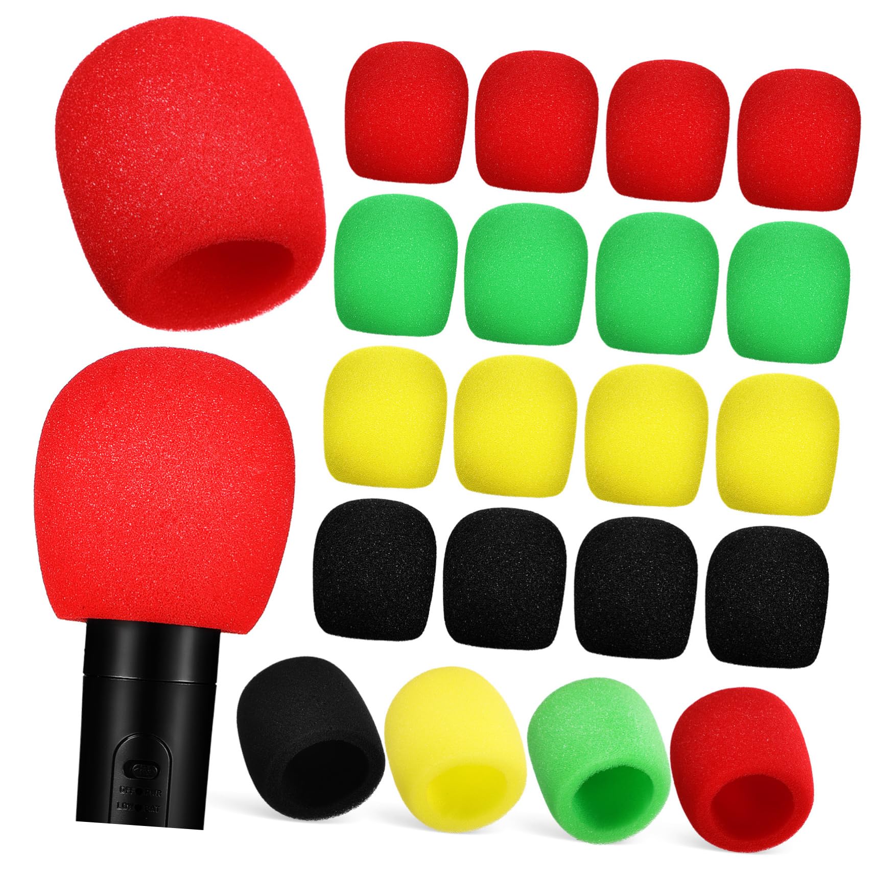 SHOWERORO Mic Windscreen Protector Caps 32 Pcs Microphone Covers for Handheld Mics Protective Foam Covers