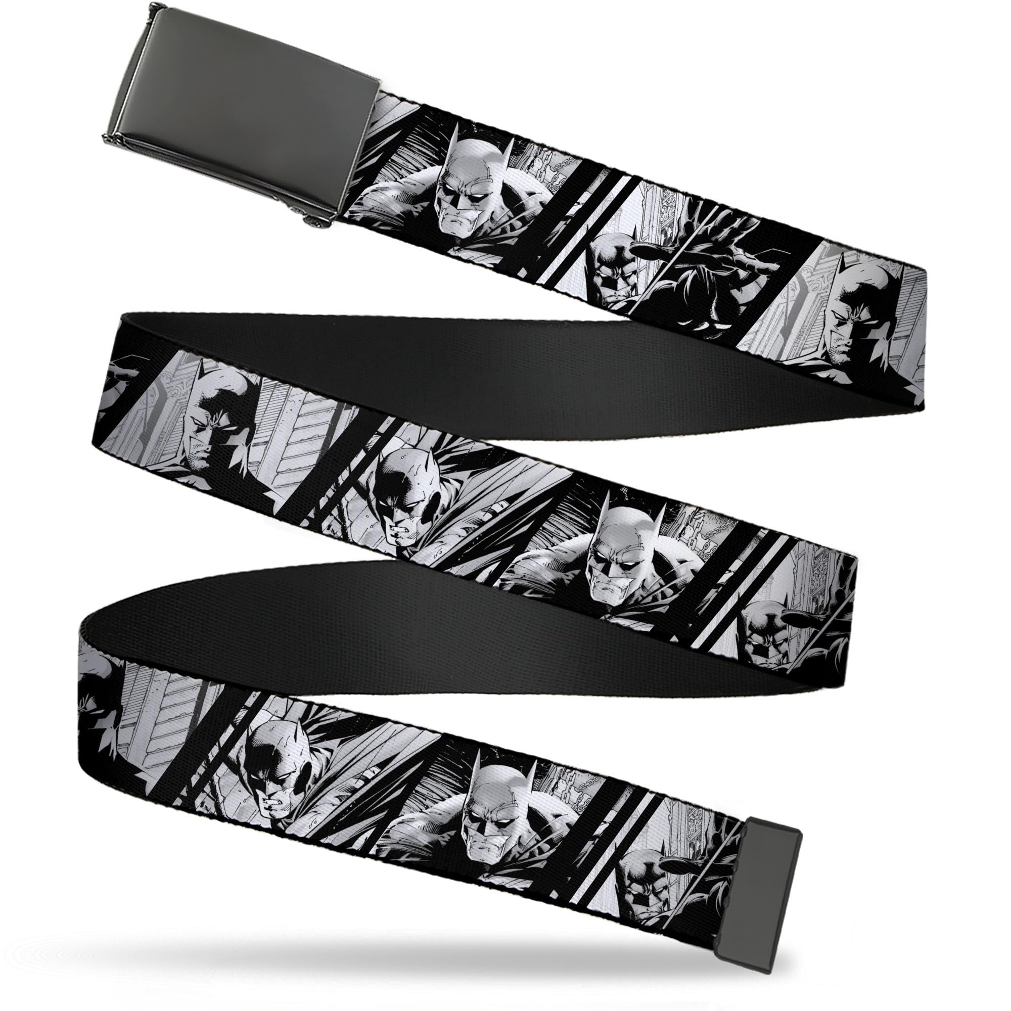Buckle-Down DC Comics Belt, Flip Web Belt Batman Hush Pose Sketches Black White, 1.0 Inch Wide, Youth up to Size 20