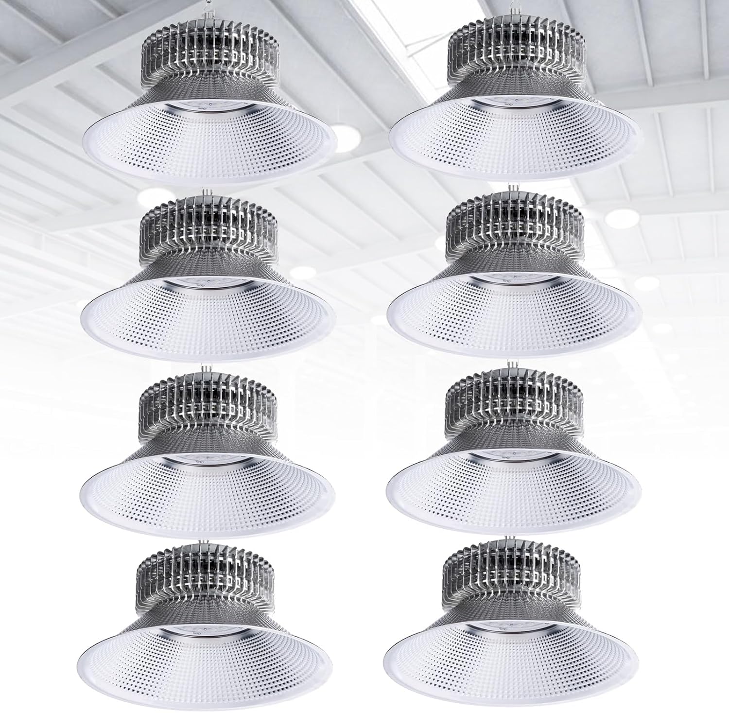 8 Pack LED High Bay Light 50W–400W, Industrial UFO High Bay Shop Lights, 4000K 110lm/W High Efficiency Commercial Lamp, 175–265V for Warehouse Factory Gym Garage(50W)