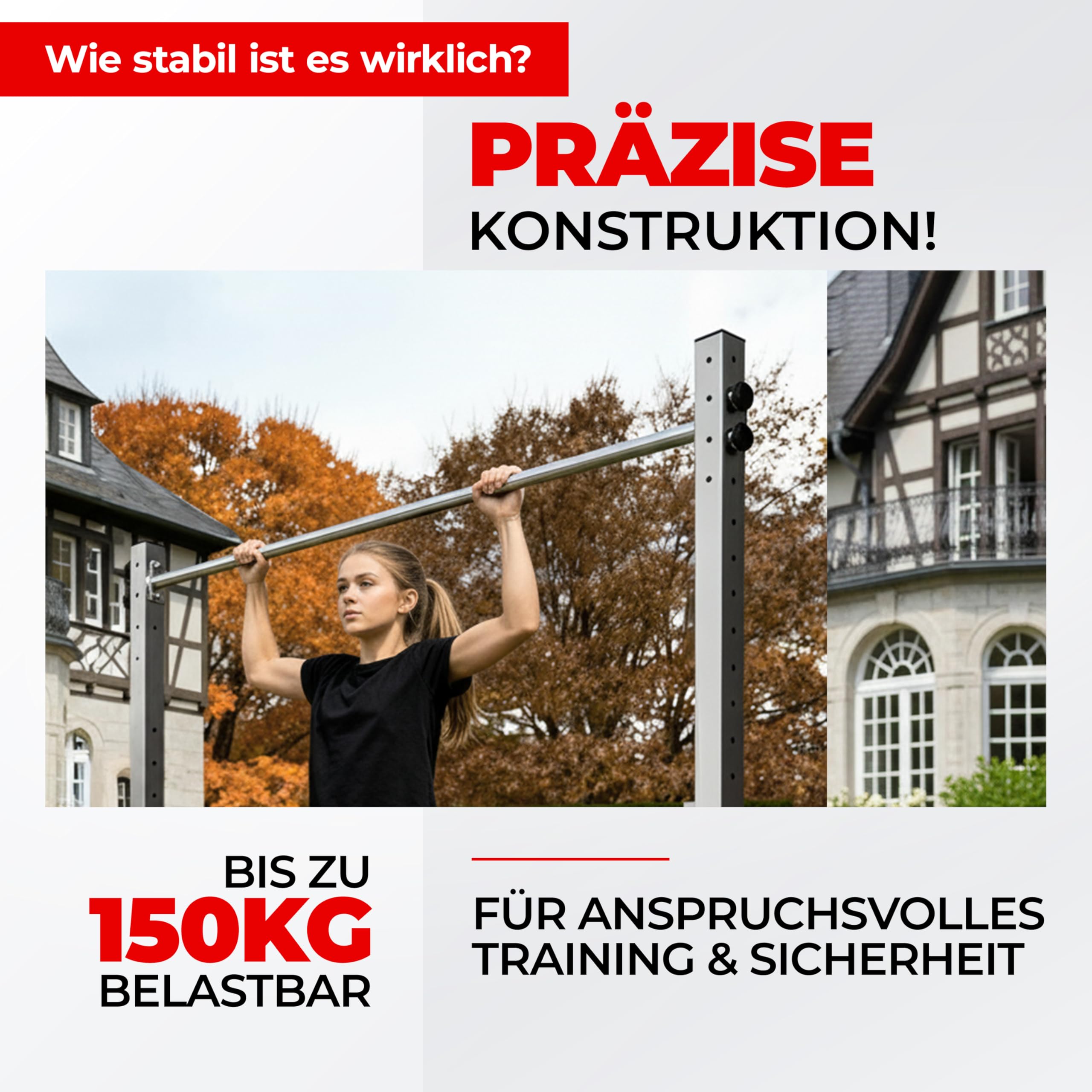 Klettergerüst Outdoor Timalaya Duo mit Sprossenleiter, Kletternetz, Dip Barren & Klimmzugstange/Kraftstation für Outdoor-Workout/Kraftraining im eigenen Garten/Fitnessgeräte für zuhause